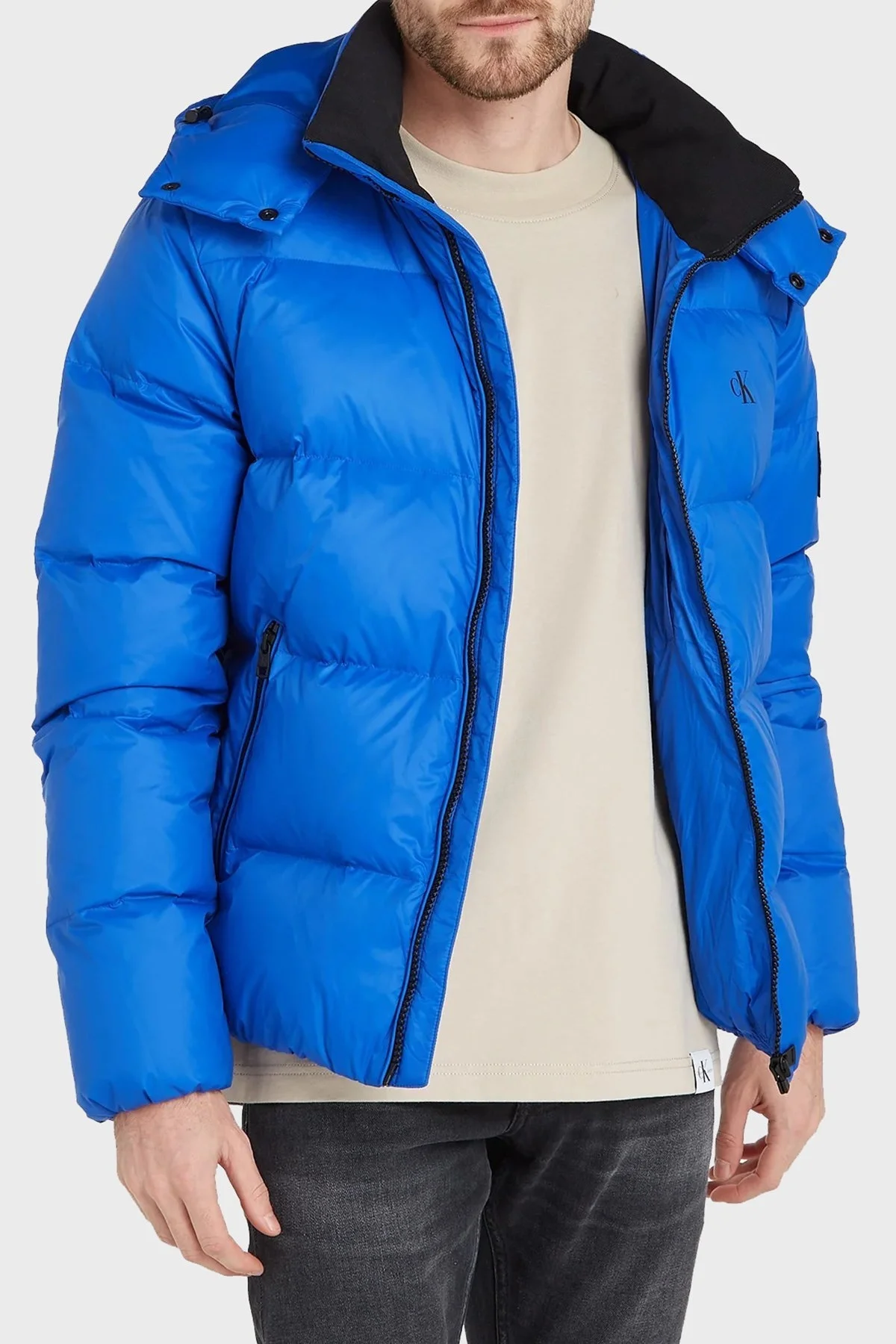 Calvin Klein Çıkarılabilir Kapüşonlu Suya Dayanıklı Regular Fit J30J323468C6X Erkek Mont J30J323468 C6X MAVİ - 1