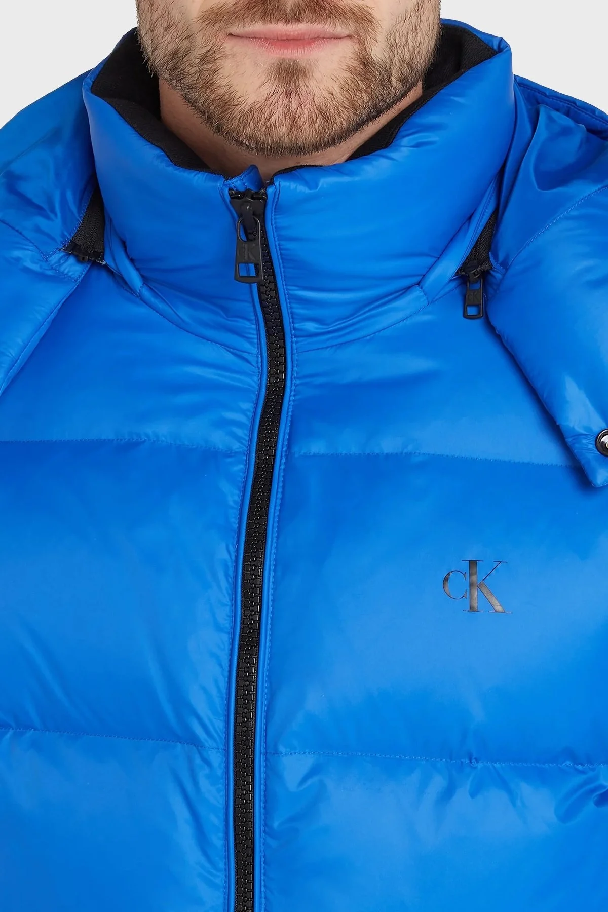 Calvin Klein Çıkarılabilir Kapüşonlu Suya Dayanıklı Regular Fit J30J323468C6X Erkek Mont J30J323468 C6X MAVİ - 3
