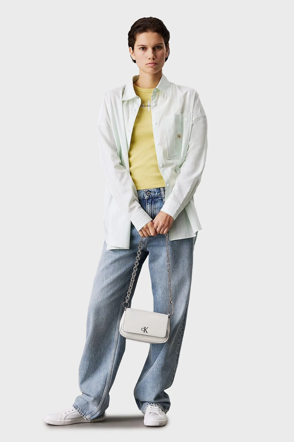 Calvin Klein Çıkarılabilir Zincir Askılı LV04K3134GCJH Bayan Çanta LV04K3134G CJH BEYAZ - 3