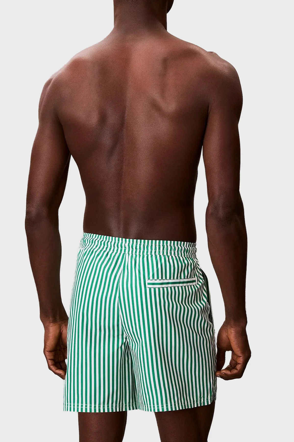 Calvin Klein Çizgili Bağlamalı LV00N610454ZF Erkek Mayo Short LV00N61045 4ZF YEŞİL BEYAZ - 3