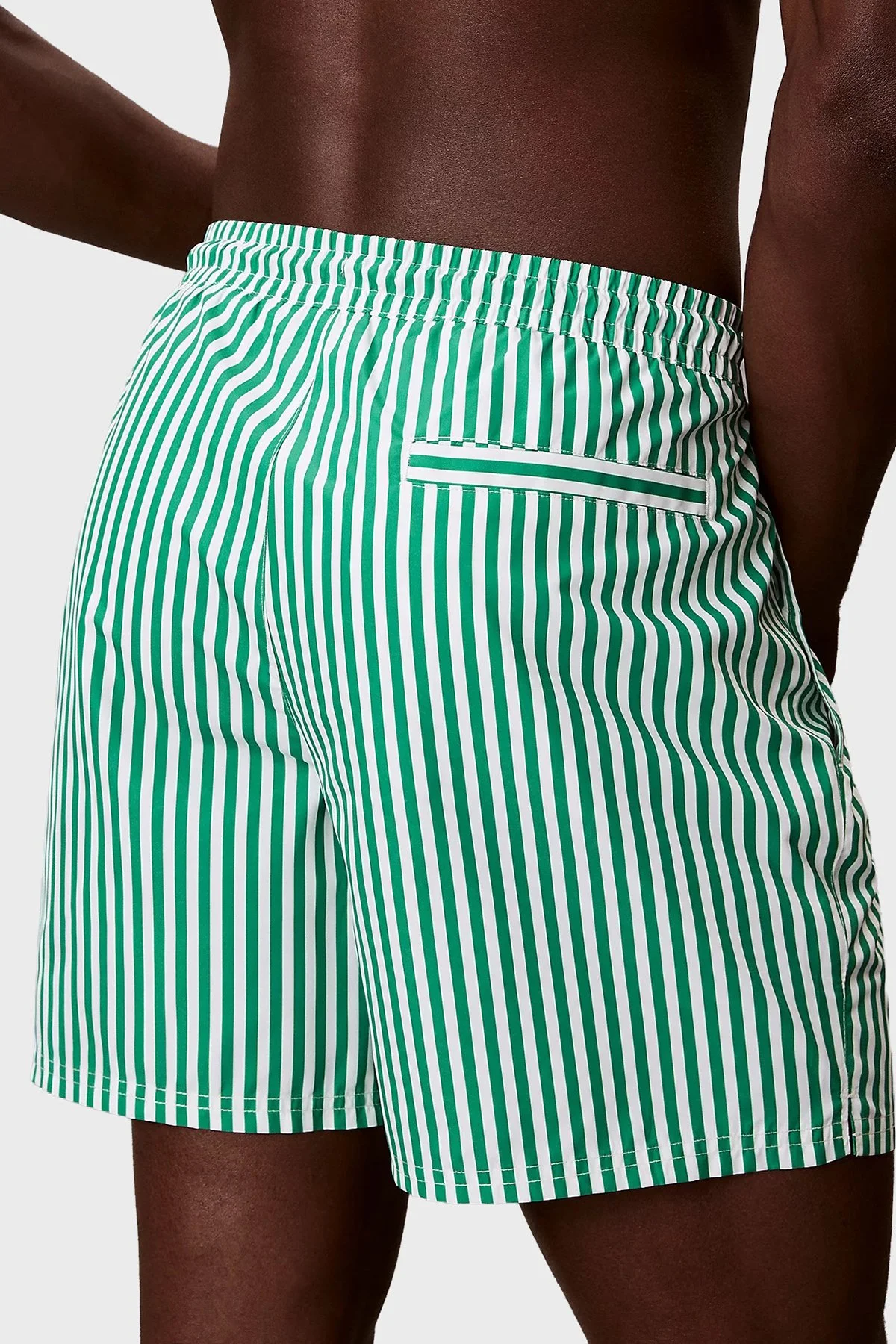 Calvin Klein Çizgili Bağlamalı LV00N610454ZF Erkek Mayo Short LV00N61045 4ZF YEŞİL BEYAZ - 5