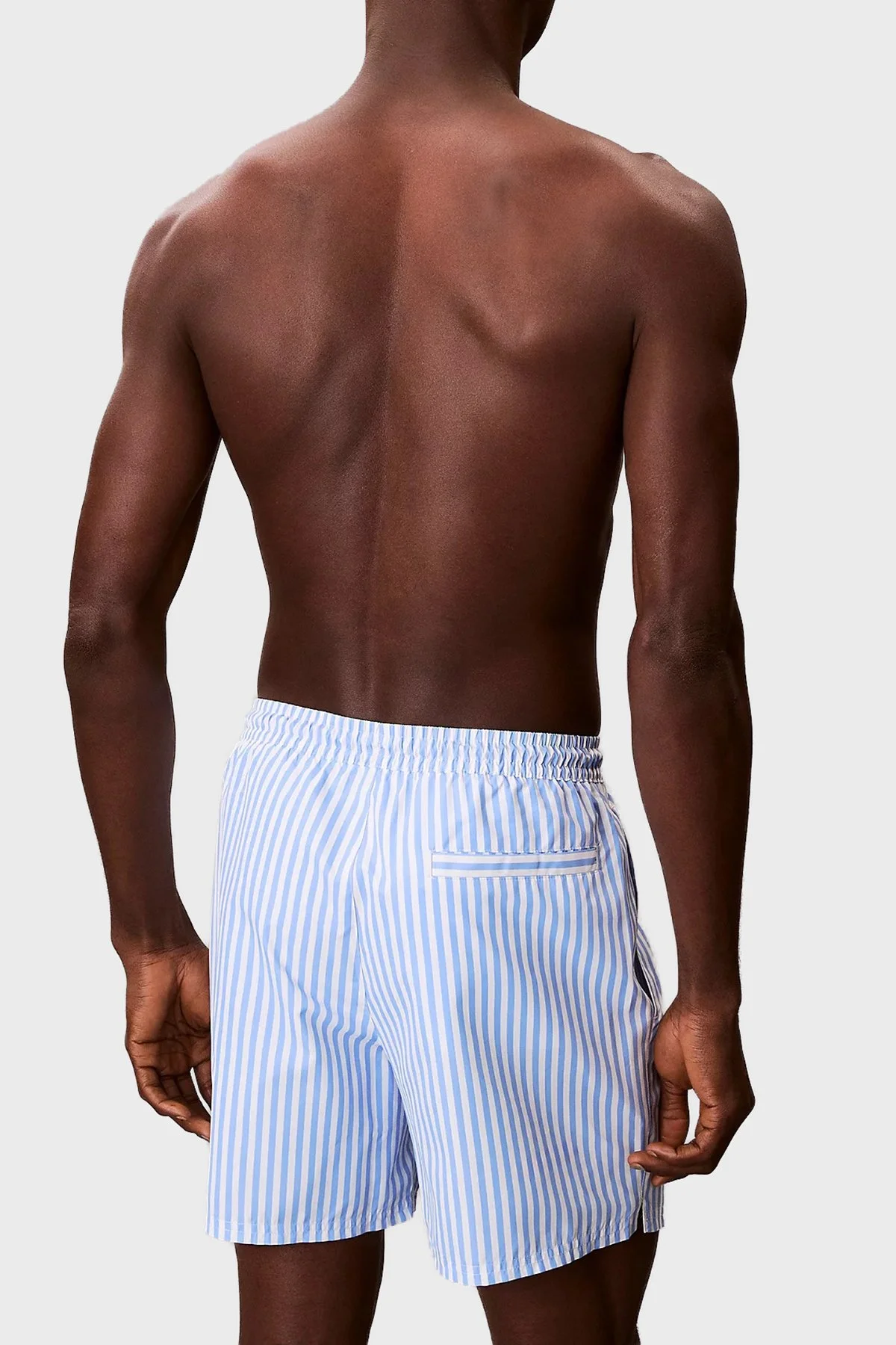 Calvin Klein Çizgili Bağlamalı LV00N61045SNE Erkek Mayo Short LV00N61045 SNE MAVİ BEYAZ - 3