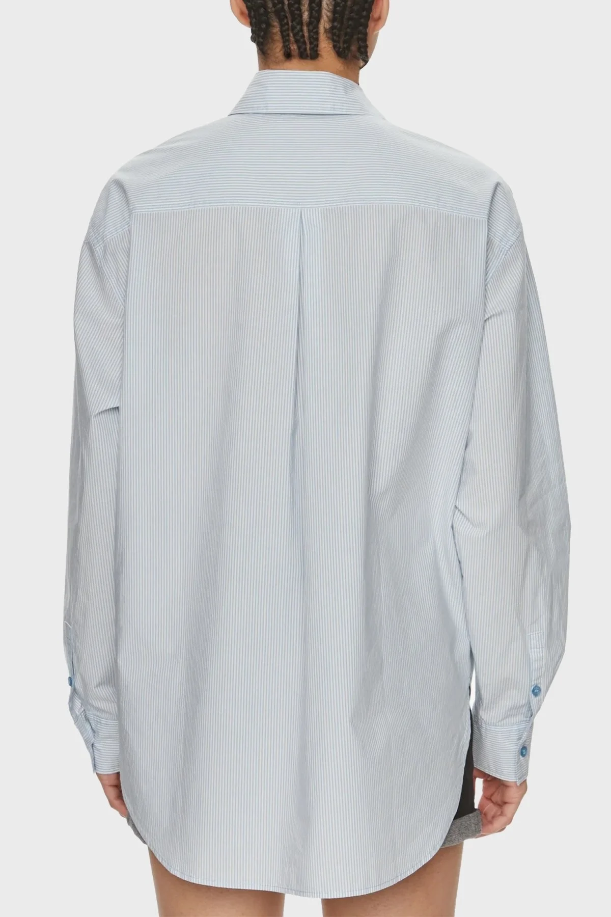 Calvin Klein Çizgili Pamuklu Relaxed Fit J20J222610CEZ Bayan Gömlek J20J222610 CEZ AÇIK MAVİ - 3