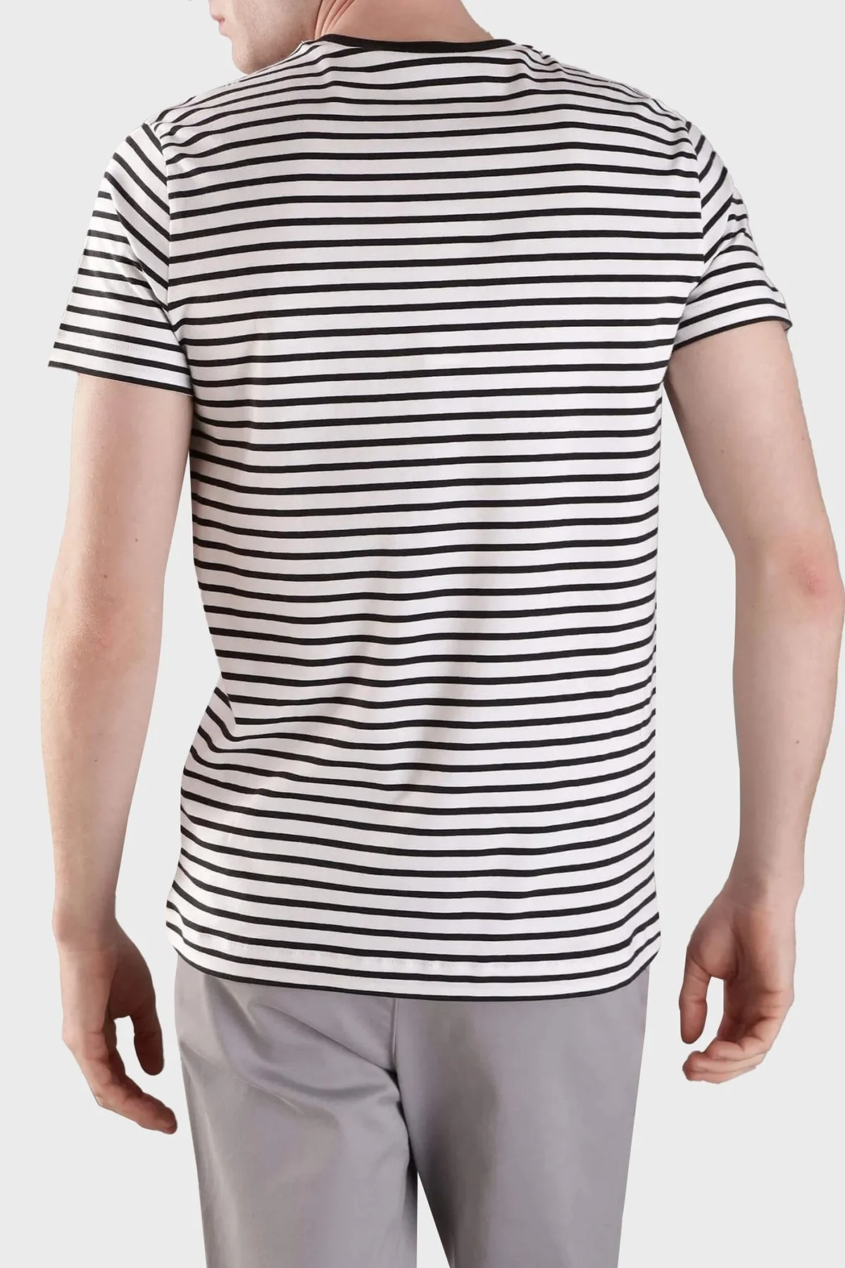 Calvin Klein Çizgili Pamuklu Slim Fit Bisiklet Yaka K10K1141770K7 Erkek T Shirt K10K114177 0K7 BEYAZ-SİYAH - 7