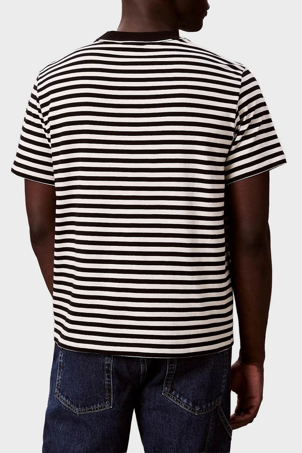 Calvin Klein Çizgili Relaxed Fit Bisiklet Yaka LV04RD204GUB1 Erkek T Shirt LV04RD204G UB1 SİYAH - 3