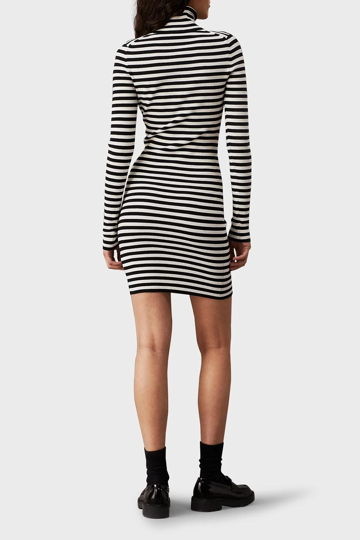 Calvin Klein Çizgili Slim Fit Balıkçı Yaka Mini J20J224150YBI Bayan Elbise J20J224150 YBI BEYAZ-SİYAH - 3