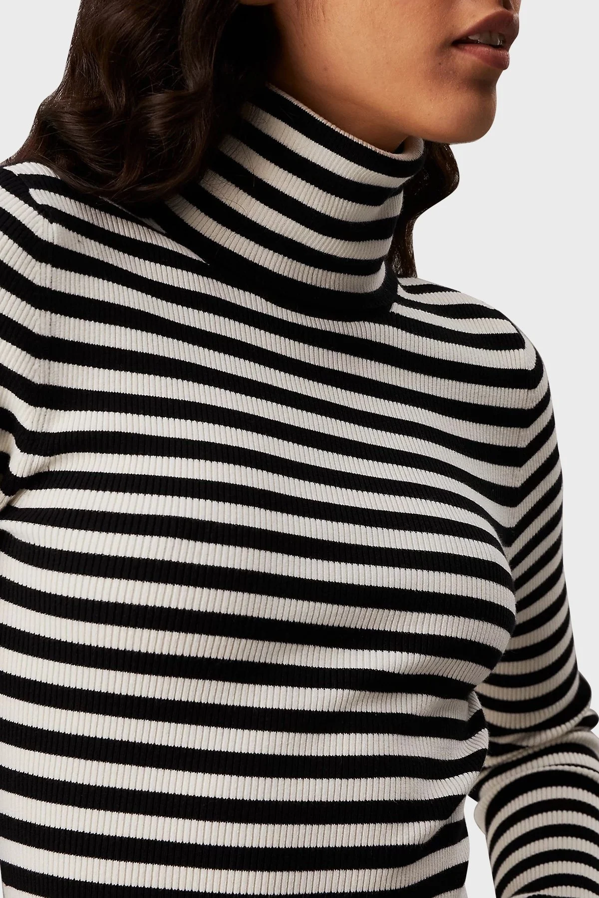 Calvin Klein Çizgili Slim Fit Balıkçı Yaka Mini J20J224150YBI Bayan Elbise J20J224150 YBI BEYAZ-SİYAH - 4