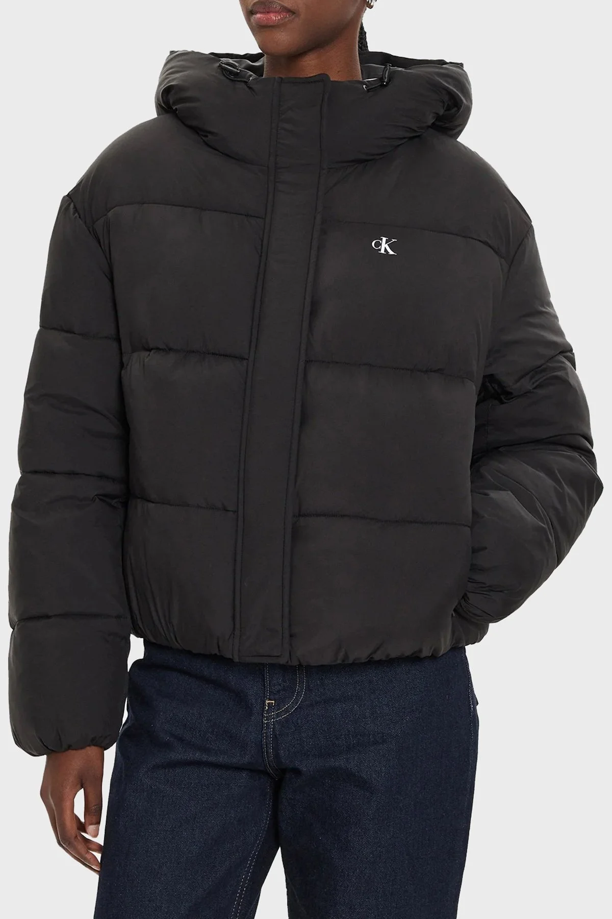 Calvin Klein Comfort Fit Kapüşonlu Kapitone J20J224112BEH Bayan Mont J20J224112 BEH SİYAH - 1