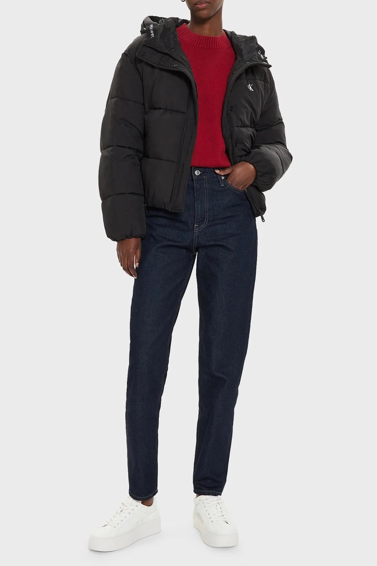 Calvin Klein Comfort Fit Kapüşonlu Kapitone J20J224112BEH Bayan Mont J20J224112 BEH SİYAH - 2