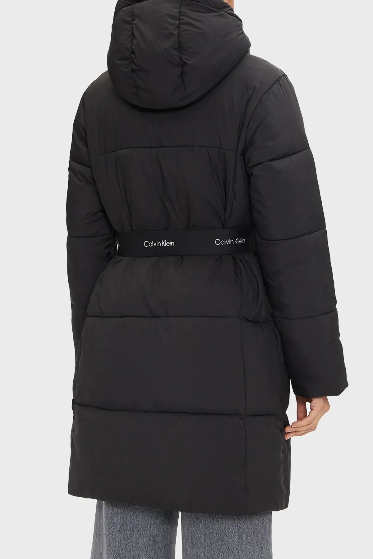 Calvin Klein Comfort Fit Logo Kemerli Uzun Şişme J20J224122BEH Bayan Mont J20J224122 BEH SİYAH - 3