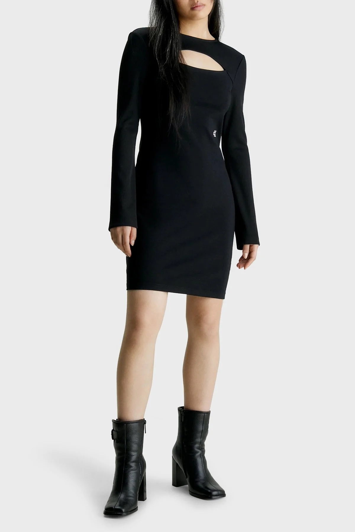 Calvin Klein Cut Out Slim Fit Örme J20J221984BEH Bayan Elbise J20J221984 BEH SİYAH - 1