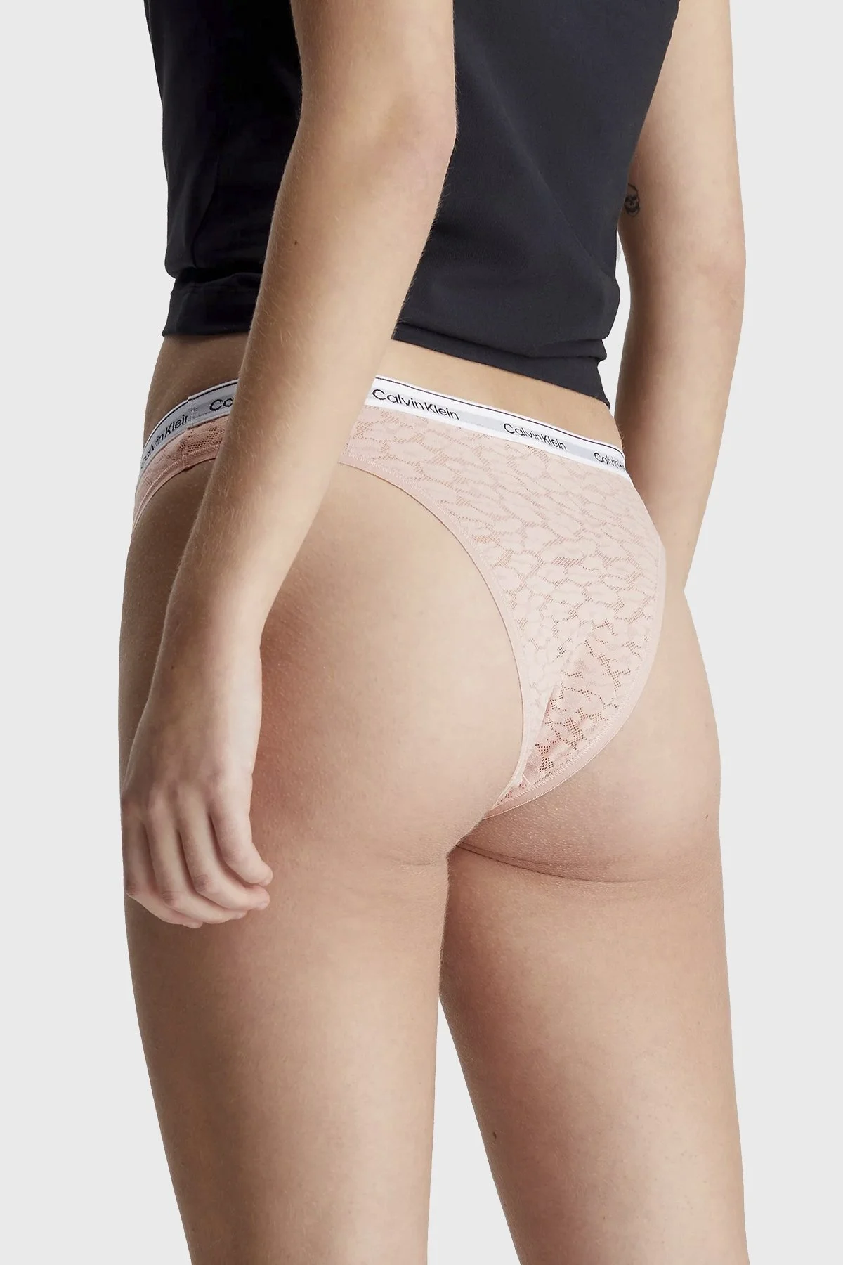 Calvin Klein Dantelli 3 Pack Brazilian 000QD5225EN8I Bayan Külot 000QD5225E N8I Beyaz-Pembe-Siyah - 4