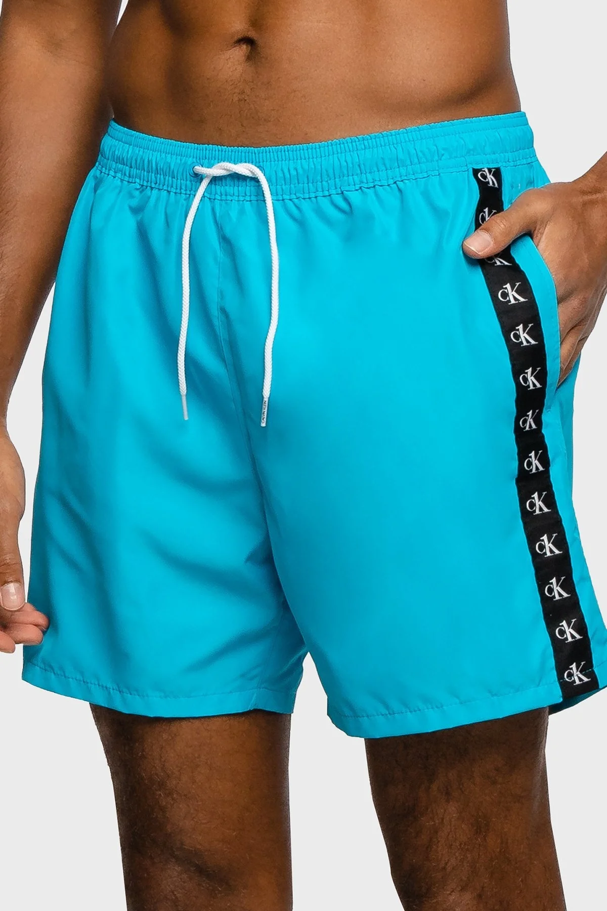 Calvin Klein Deniz Şort Belden Bağlamalı Cepli Erkek Mayo Short KM0KM00715 CTL TURKUAZ - 1