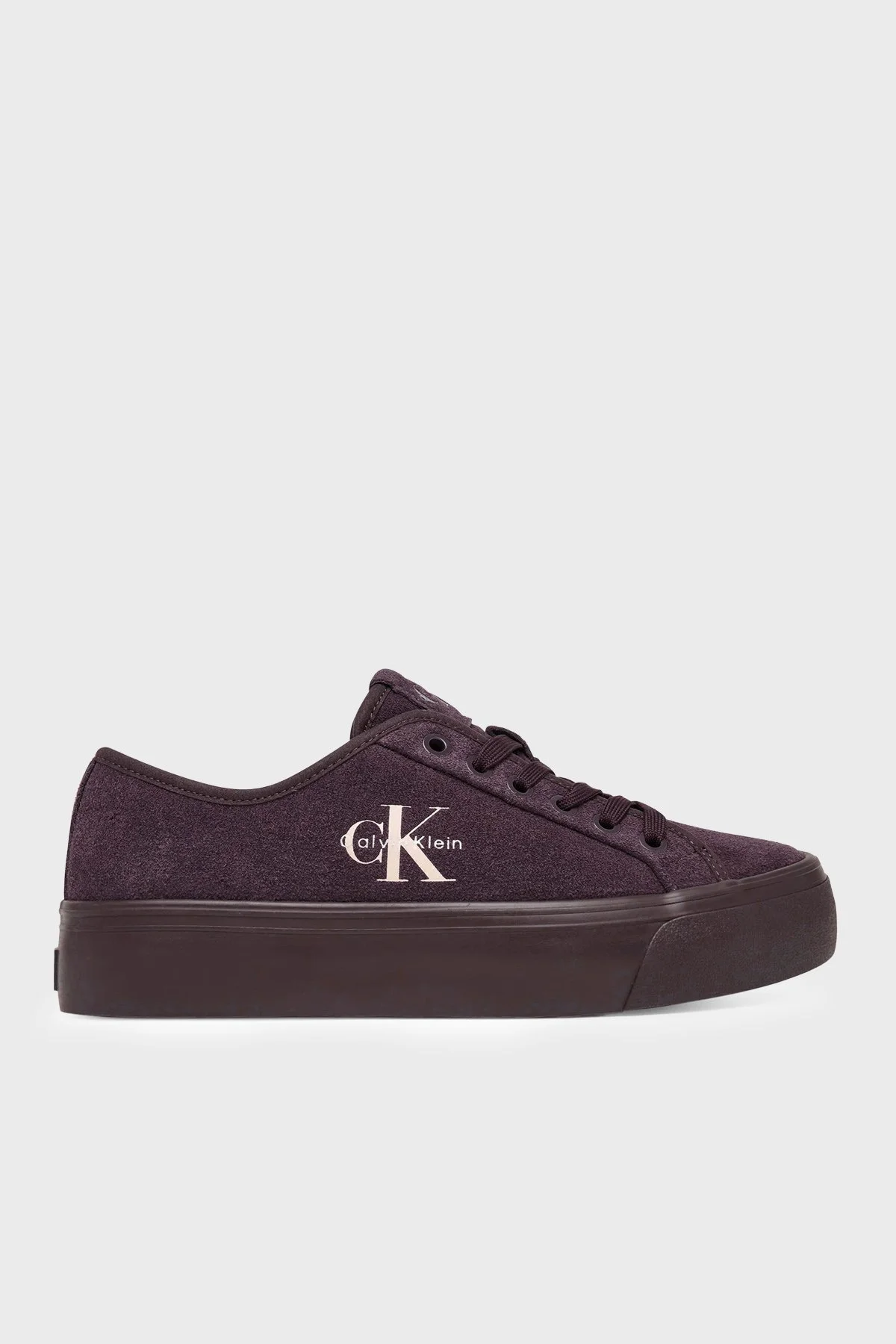 Calvin Klein Deri Karışımlı Logolu Sneaker HW0HW03088VH2 Kadın Ayakkabı HW0HW03088 VH2 MÜRDÜM - 1