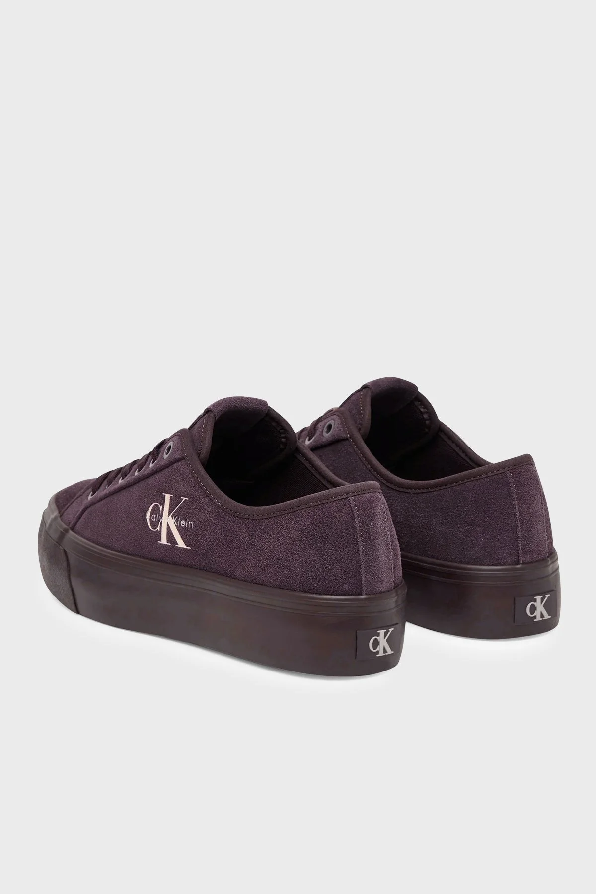 Calvin Klein Deri Karışımlı Logolu Sneaker HW0HW03088VH2 Kadın Ayakkabı HW0HW03088 VH2 MÜRDÜM - 4