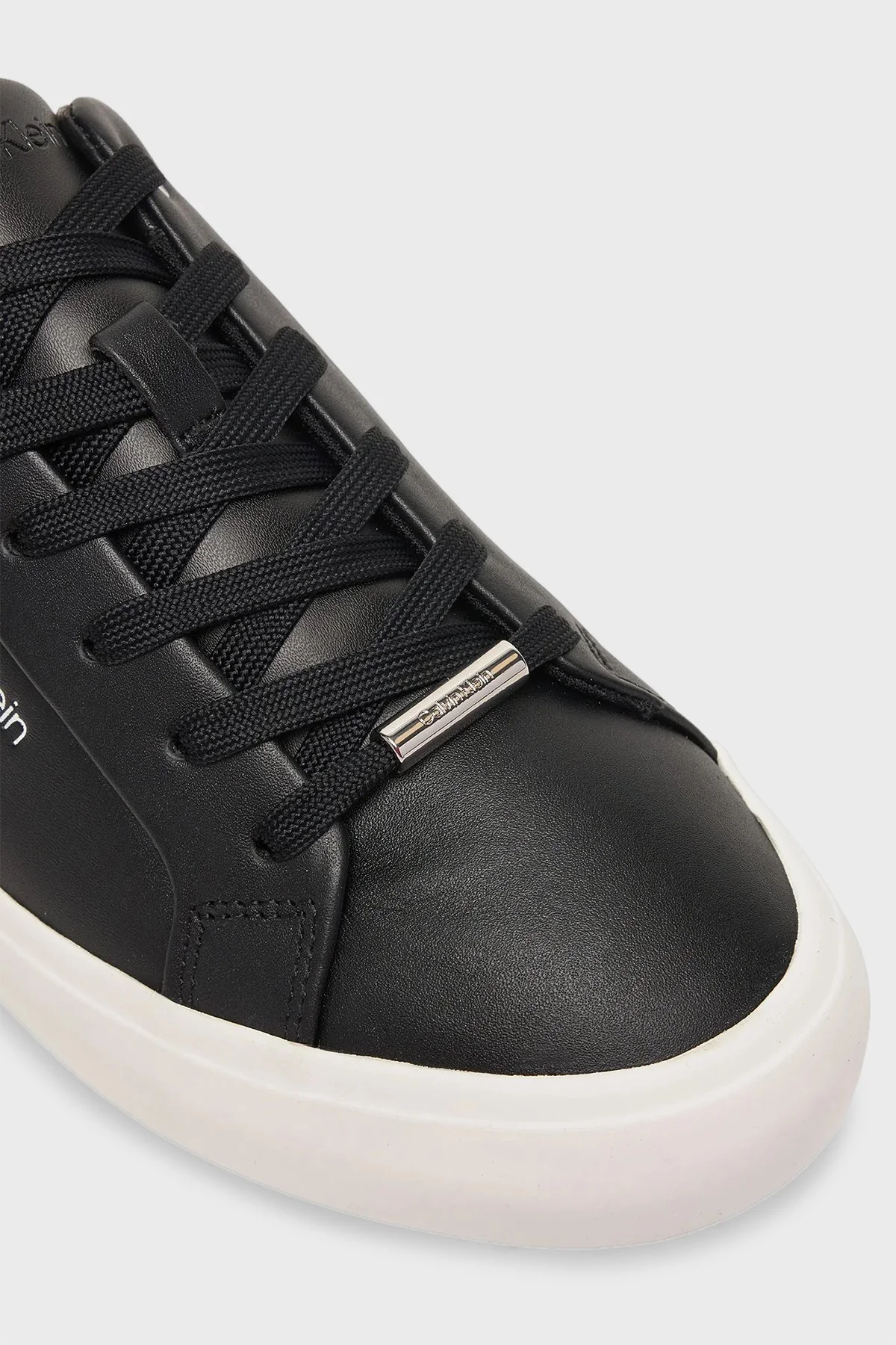 Calvin Klein Deri Logolu Bağcıklı Sneaker HW0HW027470GK Bayan Ayakkabı HW0HW02747 0GK SİYAH - 5