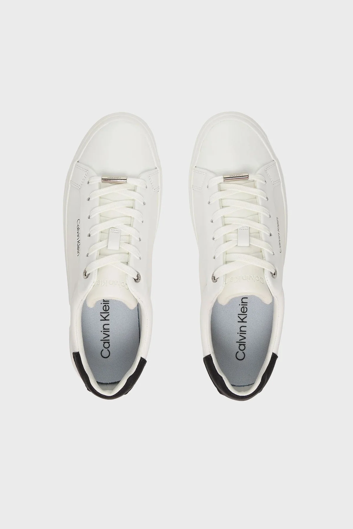 Calvin Klein Deri Logolu Bağcıklı Sneaker HW0HW027470K5 Bayan Ayakkabı HW0HW02747 0K5 BEYAZ - 3