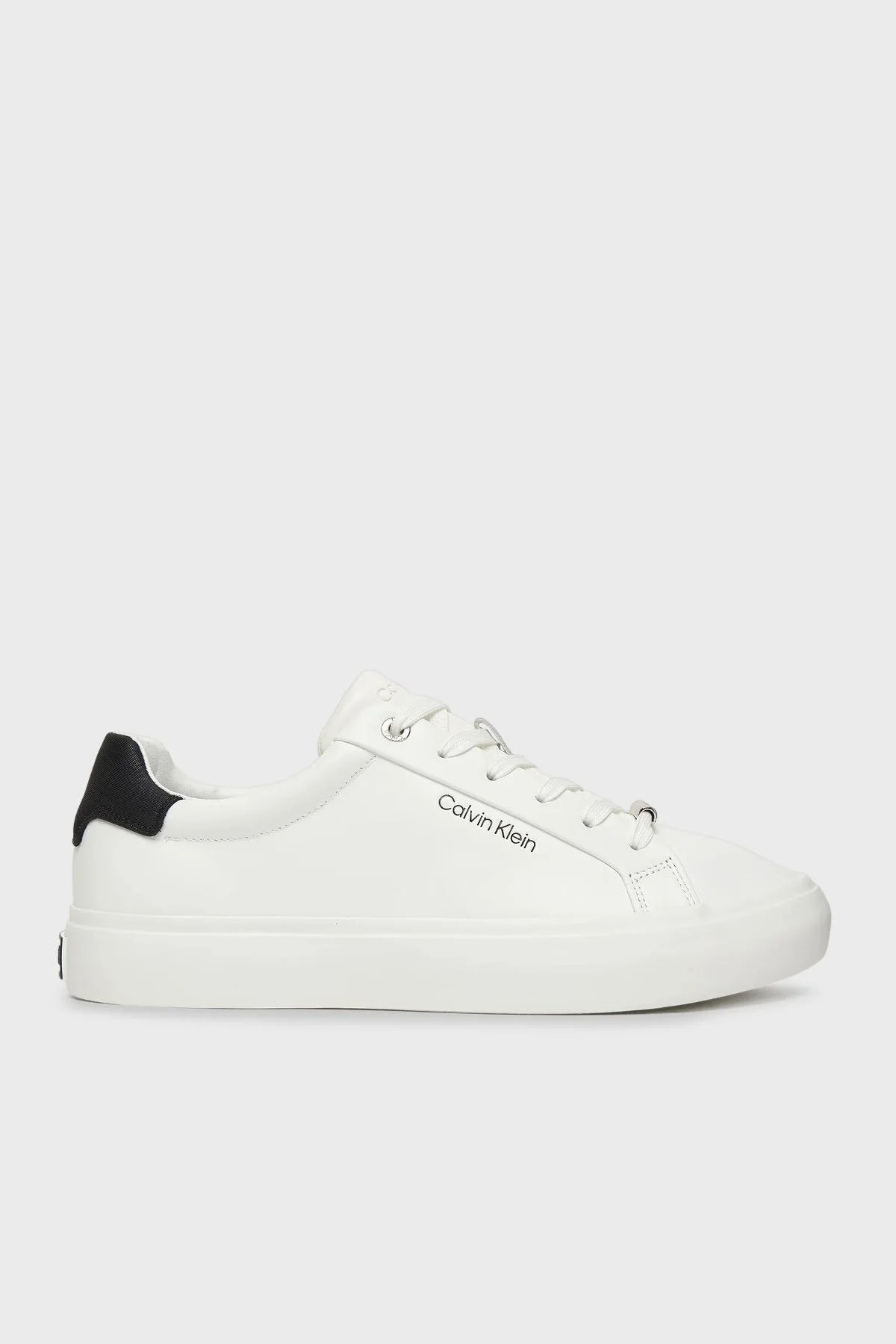 Calvin Klein Deri Logolu Bağcıklı Sneaker HW0HW027470K5 Bayan Ayakkabı HW0HW02747 0K5 BEYAZ - 7
