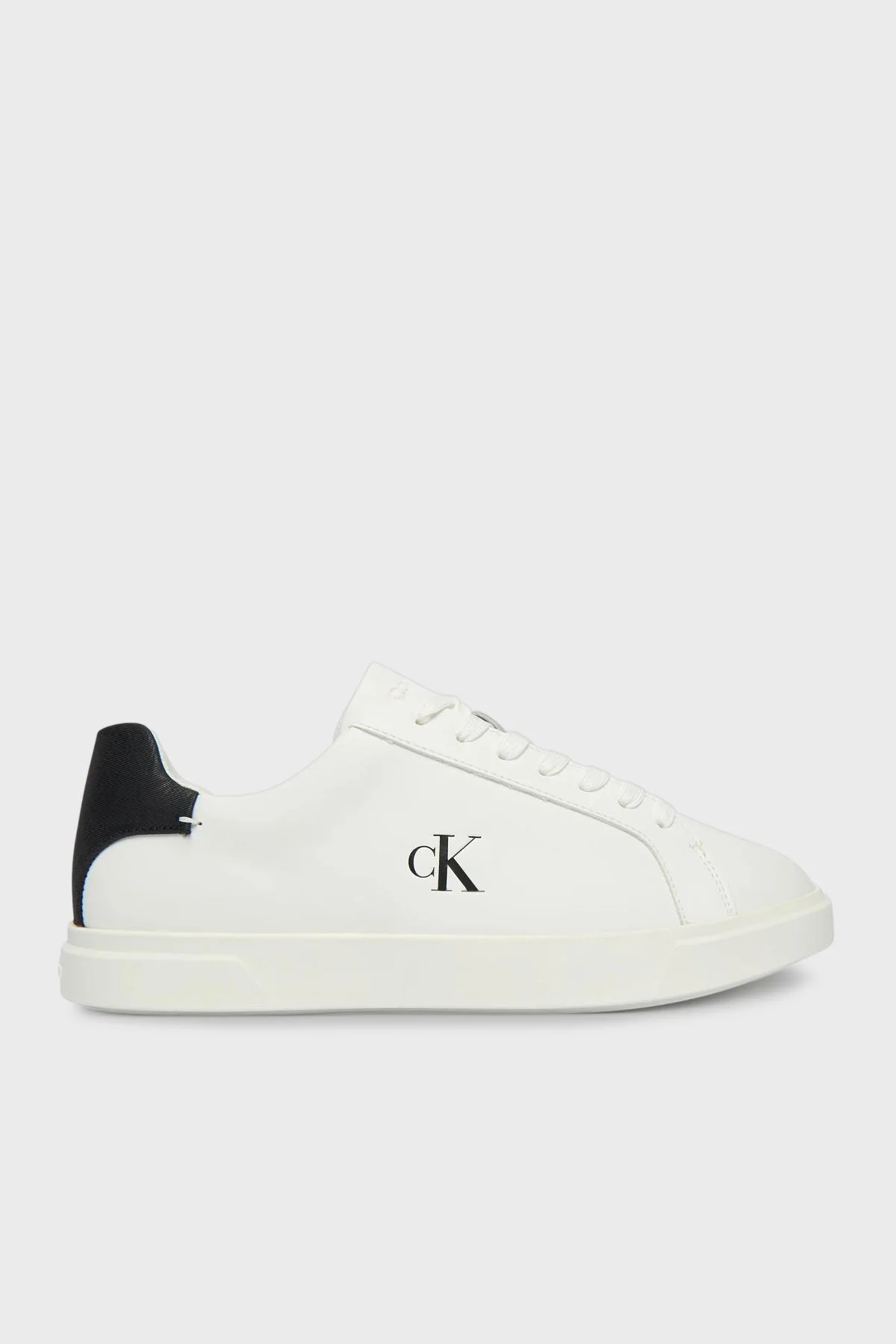 Calvin Klein Deri Logolu Bağcıklı Sneaker HW0HW0284501W Bayan Ayakkabı HW0HW02845 01W BEYAZ - 1