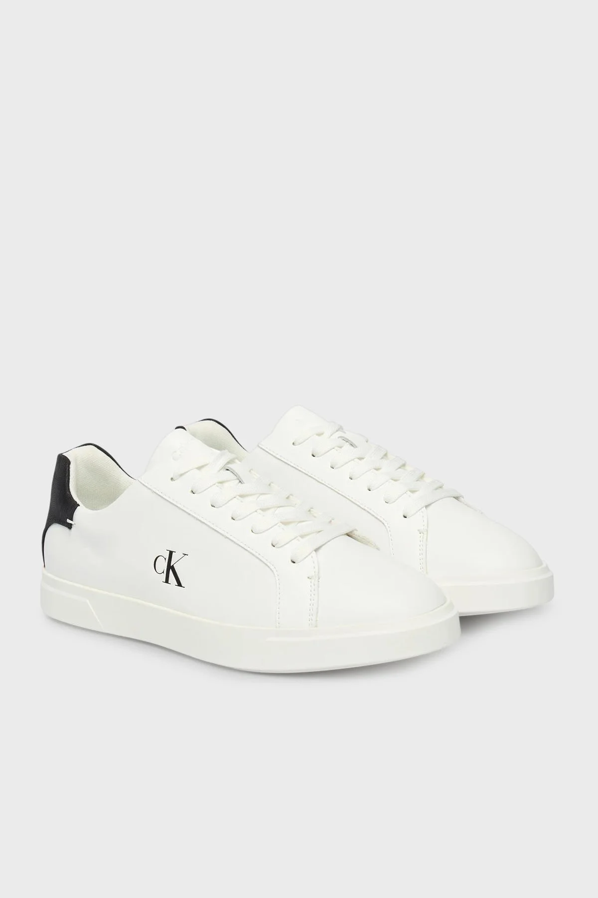 Calvin Klein Deri Logolu Bağcıklı Sneaker HW0HW0284501W Kadın Ayakkabı HW0HW02845 01W BEYAZ - 2