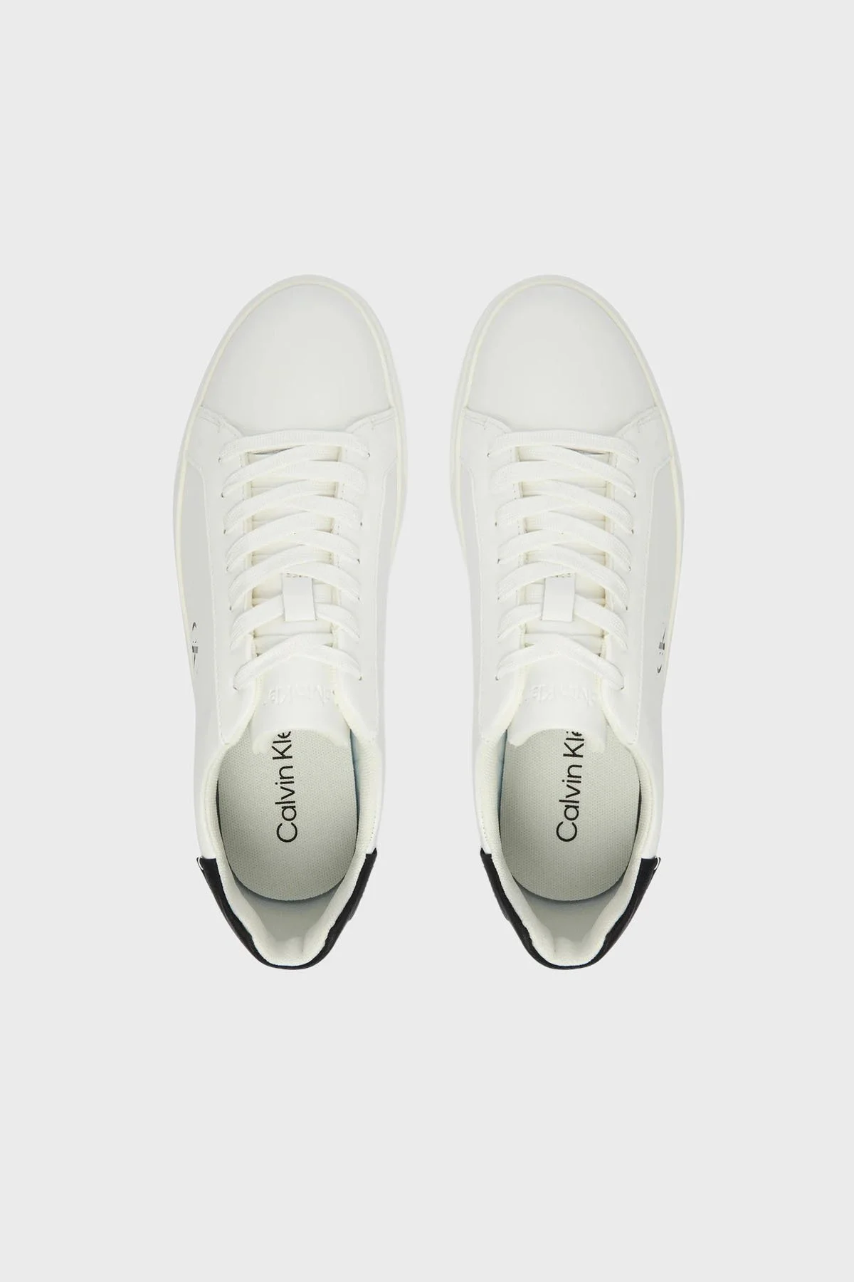 Calvin Klein Deri Logolu Bağcıklı Sneaker HW0HW0284501W Kadın Ayakkabı HW0HW02845 01W BEYAZ - 3