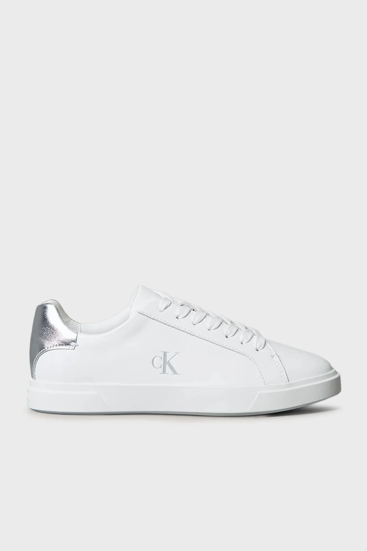 Calvin Klein Deri Logolu Bağcıklı Sneaker HW0HW028460K8 Bayan Ayakkabı HW0HW02846 0K8 BEYAZ - 1