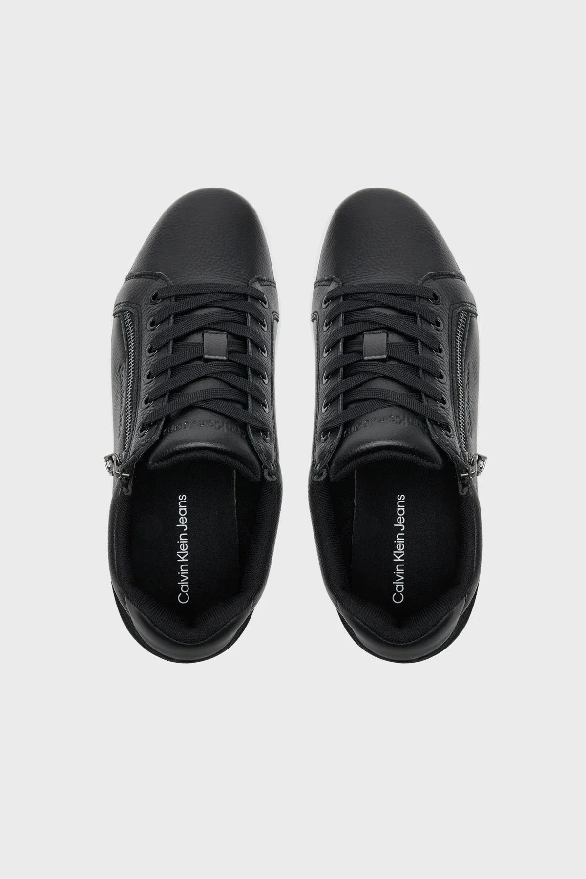 Calvin Klein Deri Logolu Fermuar Detaylı Sneaker YM0YM012540GM Erkek Ayakkabı YM0YM01254 0GM SİYAH-BEYAZ - 7