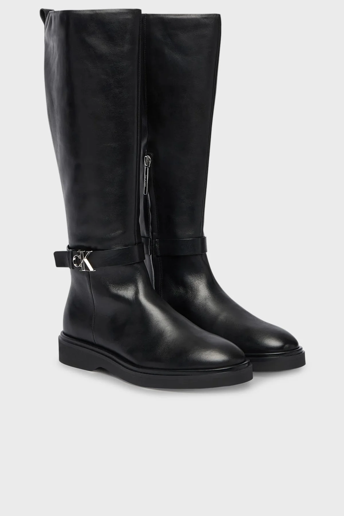 Calvin Klein Deri Logolu Fermuarlı HW0HW02665BEH Bayan Çizme HW0HW02665 BEH SİYAH - 2