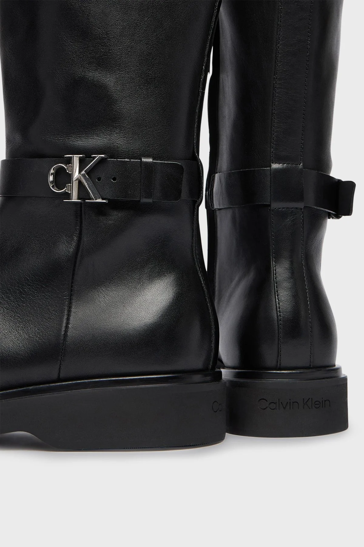 Calvin Klein Deri Logolu Fermuarlı HW0HW02665BEH Bayan Çizme HW0HW02665 BEH SİYAH - 4