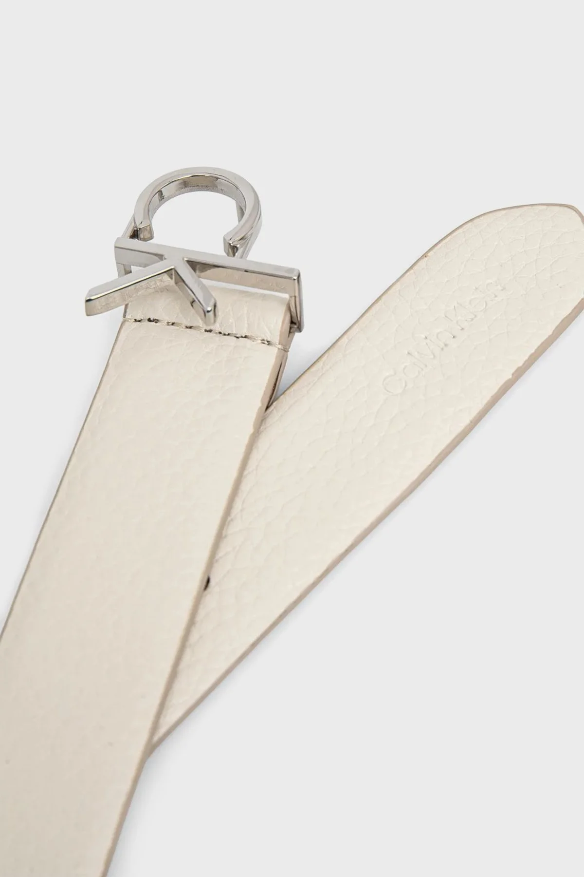 Calvin Klein Deri Logolu K60K613073PC4 Bayan Kemer K60K613073 PC4 EKRU - 4