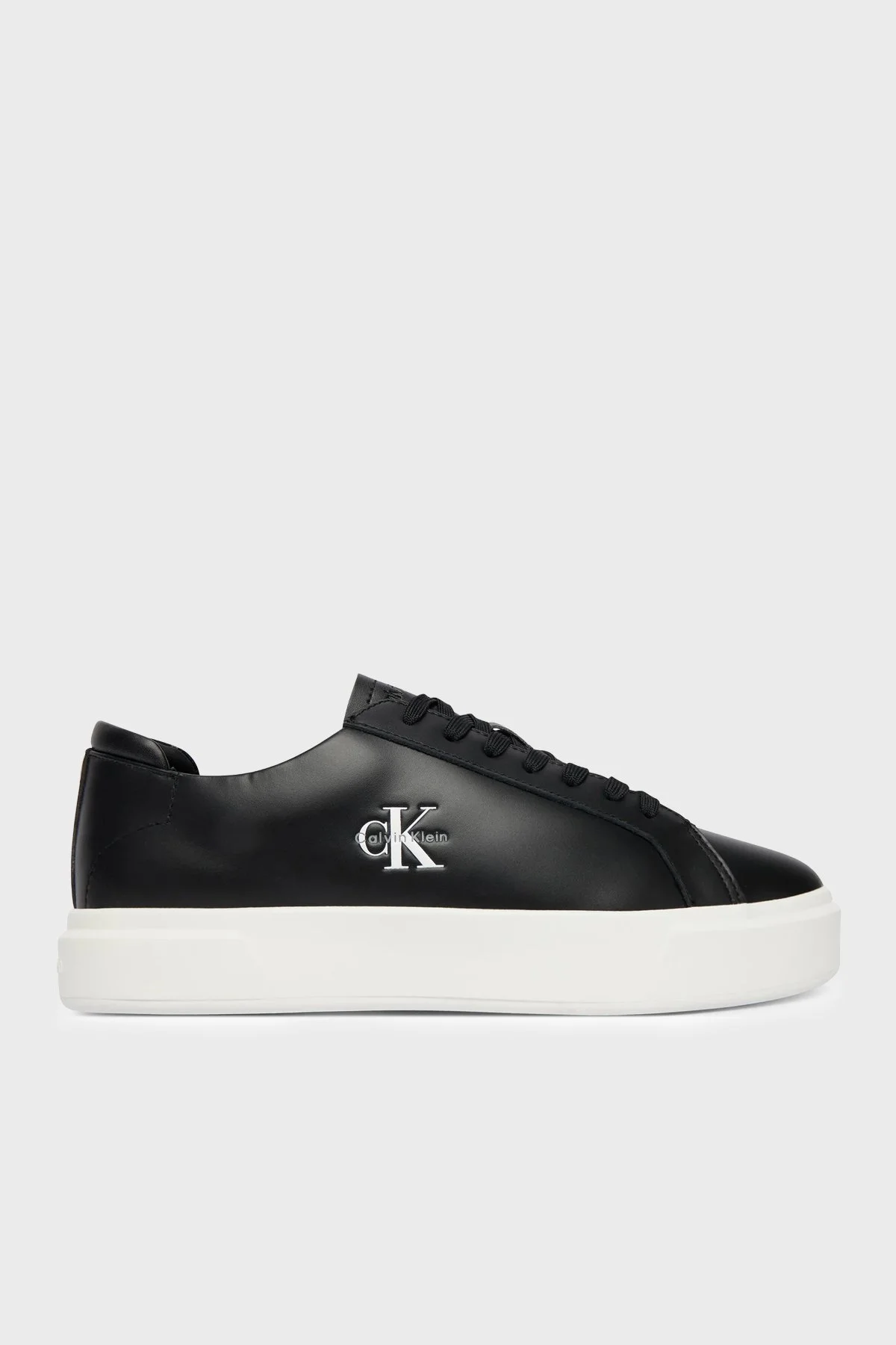 Calvin Klein Deri Logolu Kalın Tabanlı Sneaker YM0YM01460BEH Erkek Ayakkabı YM0YM01460 BEH SİYAH - 1