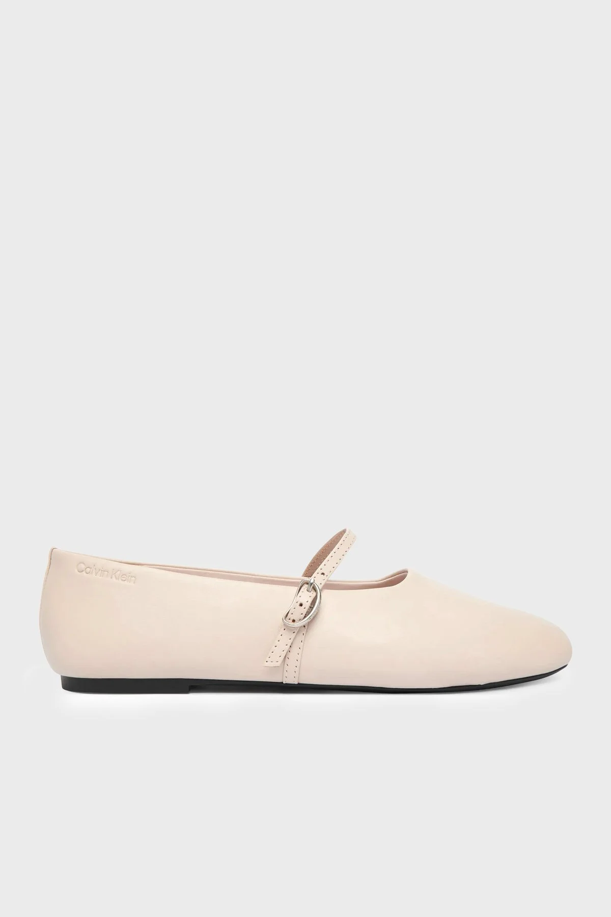 Calvin Klein Deri Logolu Kare Burun HW0HW02847ABH Kadın Babet HW0HW02847 ABH Bej - 1