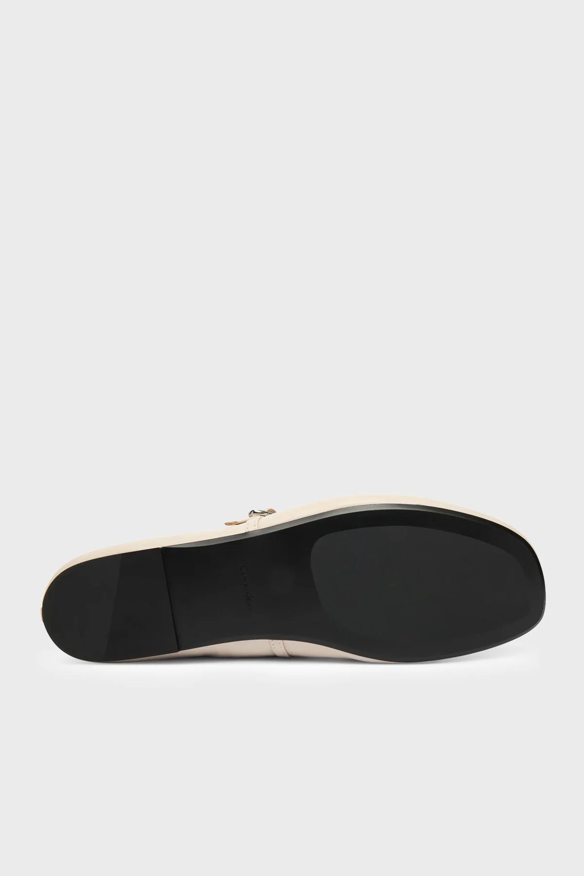 Calvin Klein Deri Logolu Kare Burun HW0HW02847ABH Kadın Babet HW0HW02847 ABH Bej - 5