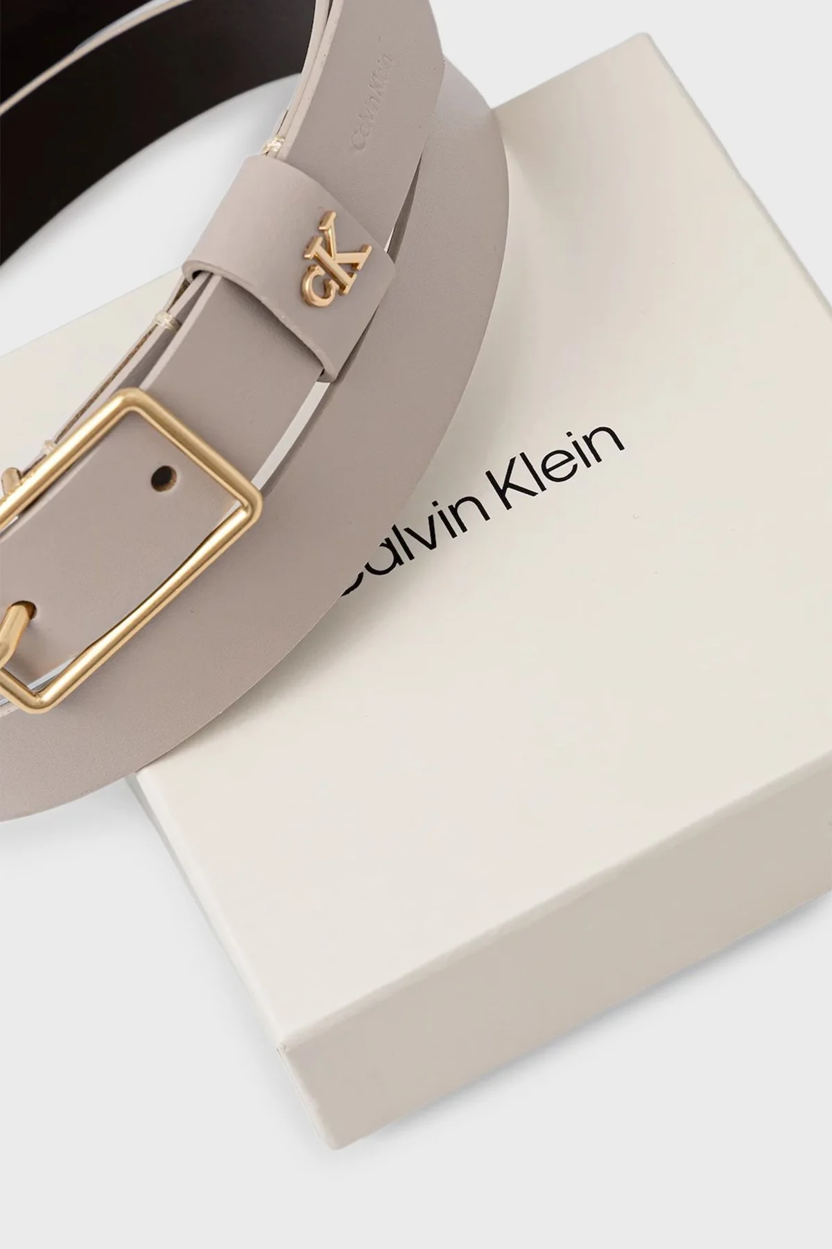 Calvin Klein Deri Logolu LV04F7050GYJ7 Bayan Kemer LV04F7050G YJ7 Krem-Gold - 3