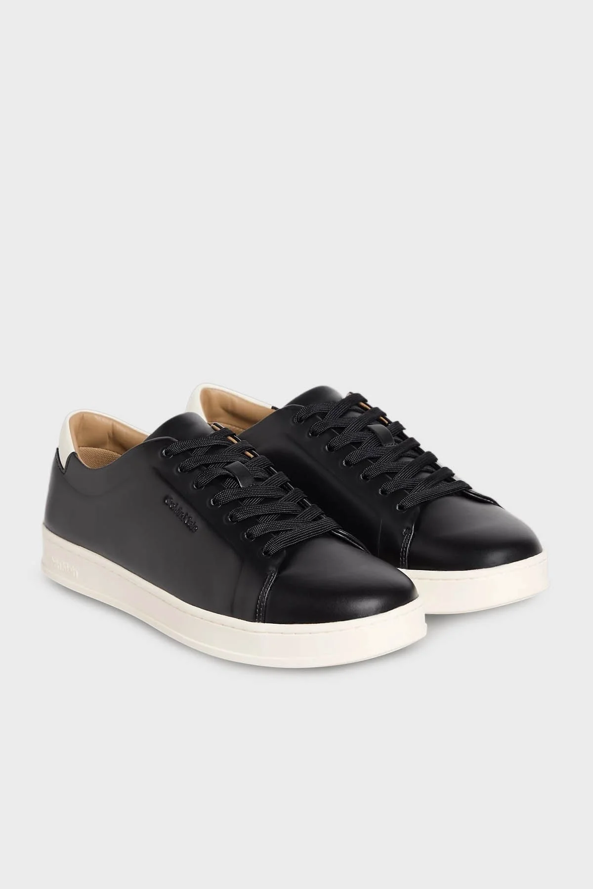 Calvin Klein Deri Logolu Sneaker HM0HM018590GK Erkek Ayakkabı HM0HM01859 0GK SİYAH-EKRU - 2