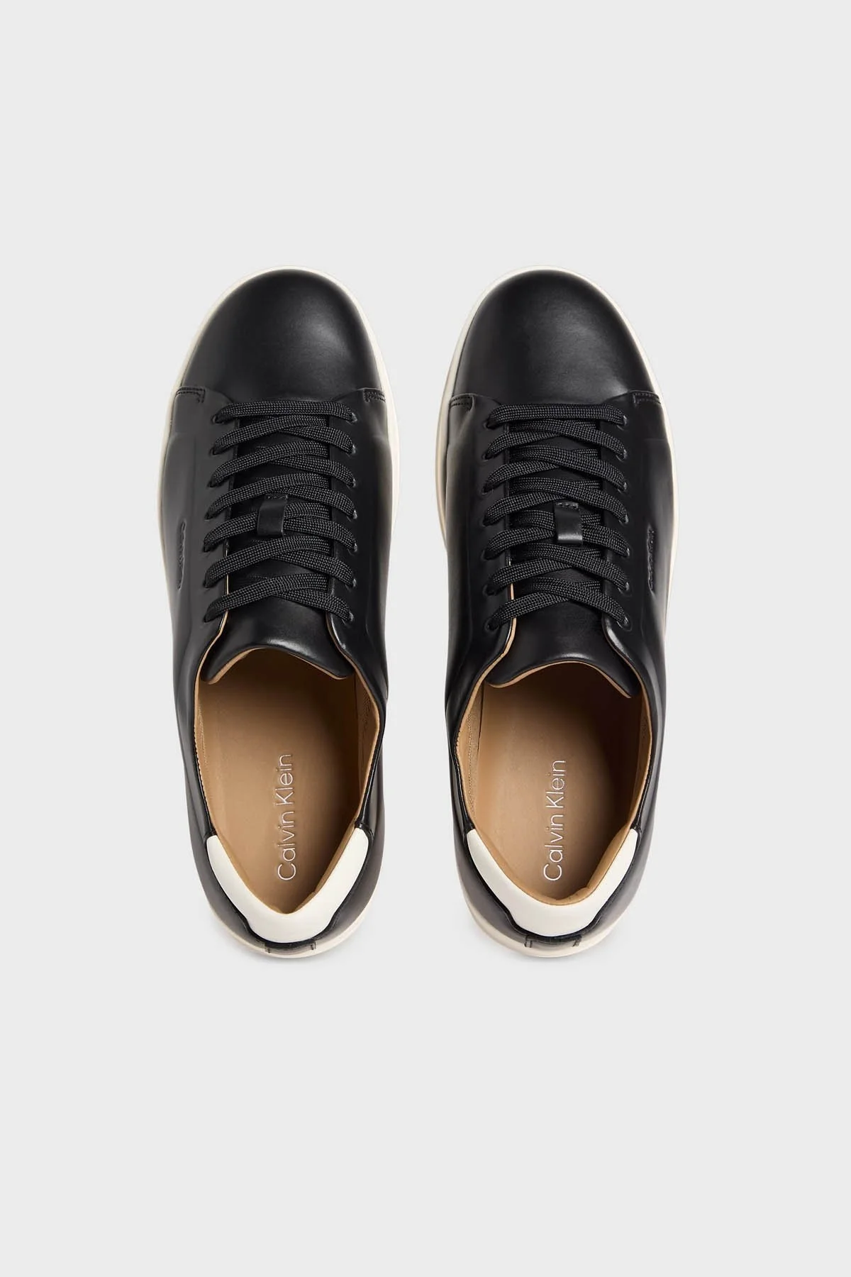Calvin Klein Deri Logolu Sneaker HM0HM018590GK Erkek Ayakkabı HM0HM01859 0GK SİYAH-EKRU - 3