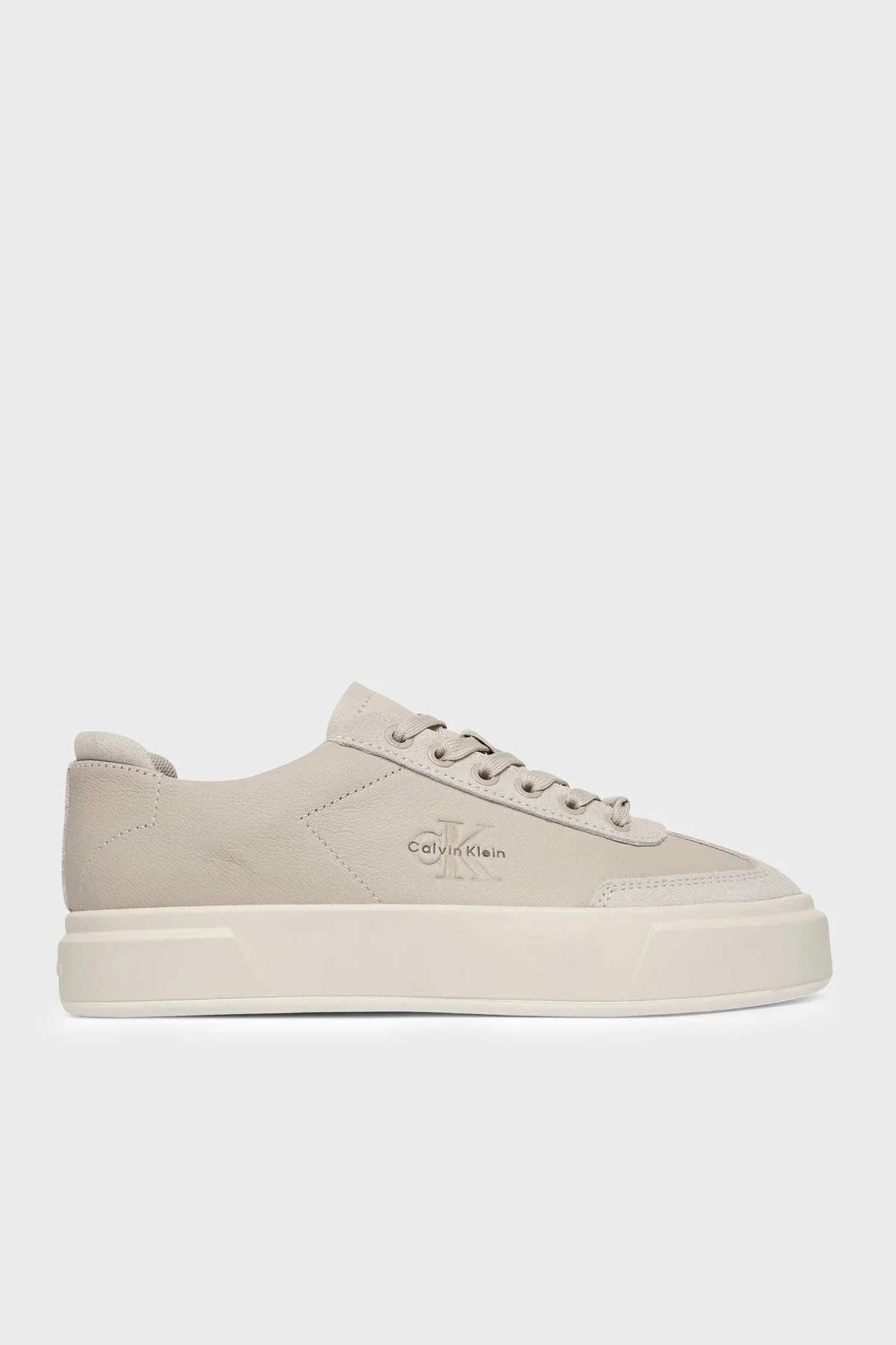 Calvin Klein Deri Logolu Sneaker HW0HW02984066 Kadın Ayakkabı HW0HW02984 066 BEJ - 1