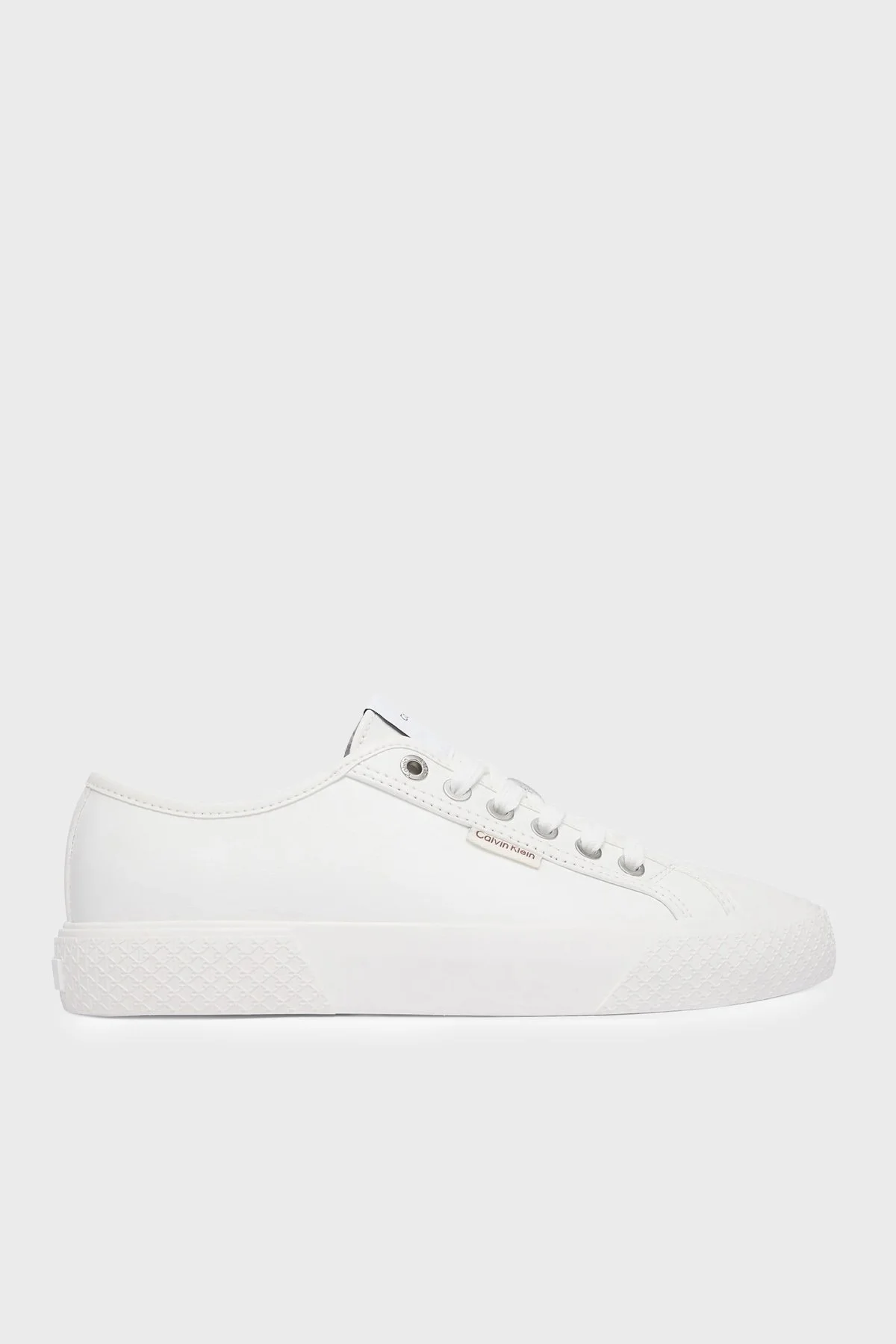 Calvin Klein Deri Logolu Sneaker HW0HW030770K4 Kadın Ayakkabı HW0HW03077 0K4 BEYAZ - 1