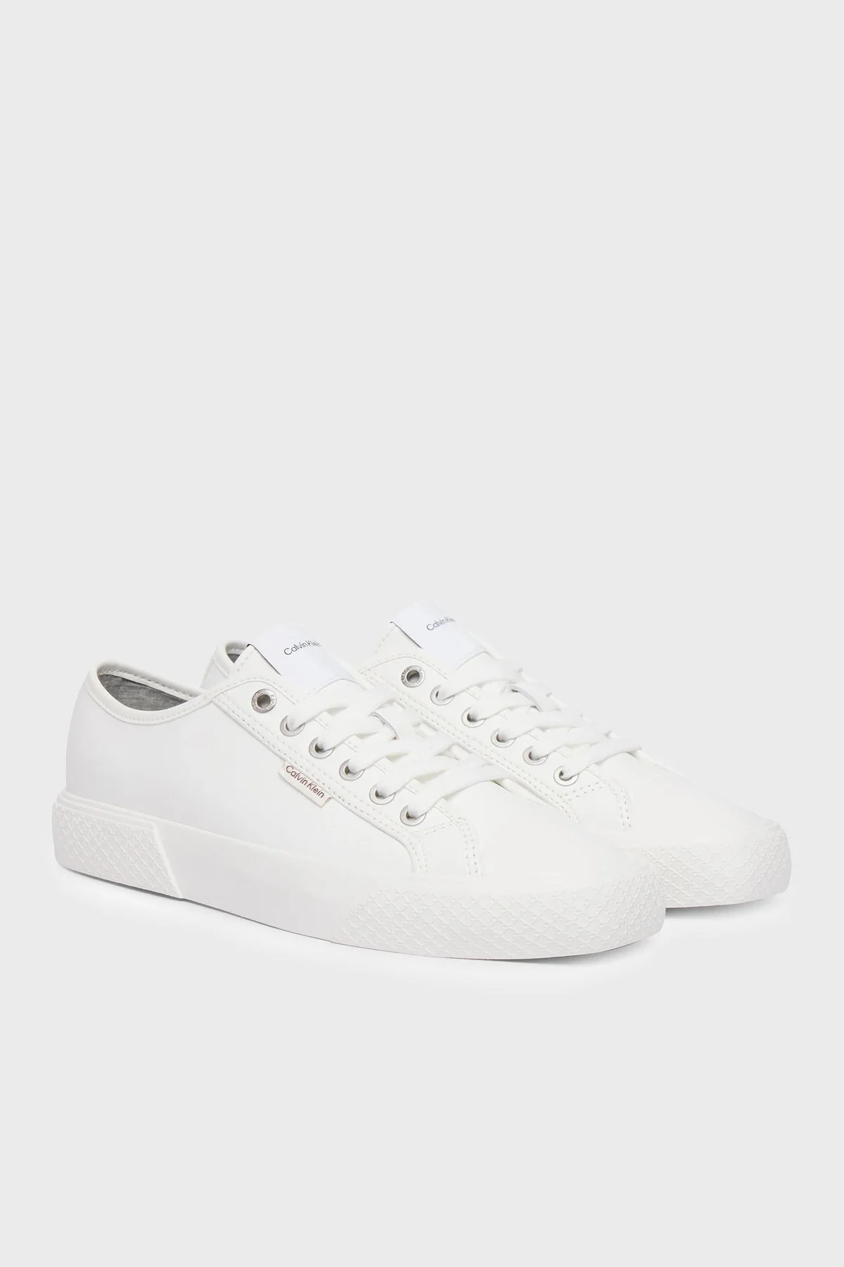 Calvin Klein Deri Logolu Sneaker HW0HW030770K4 Kadın Ayakkabı HW0HW03077 0K4 BEYAZ - 2