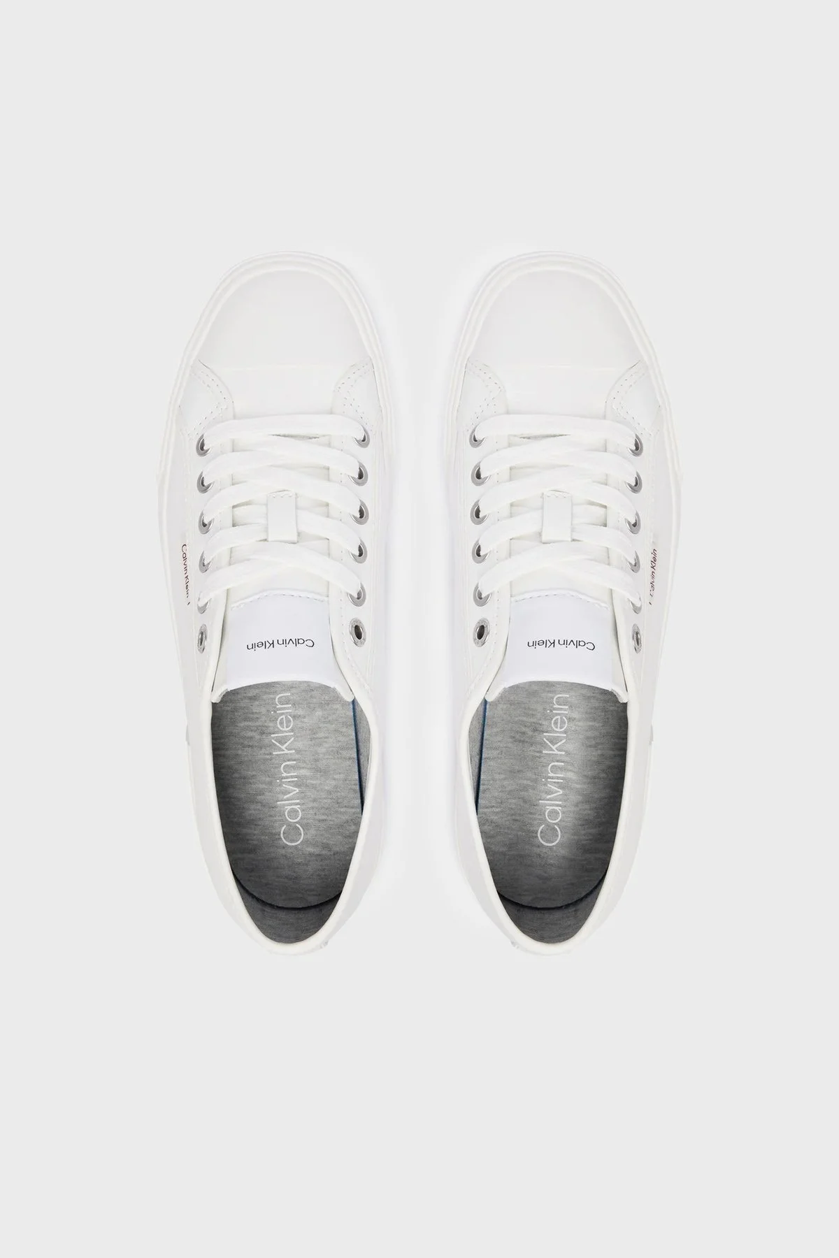 Calvin Klein Deri Logolu Sneaker HW0HW030770K4 Kadın Ayakkabı HW0HW03077 0K4 BEYAZ - 3