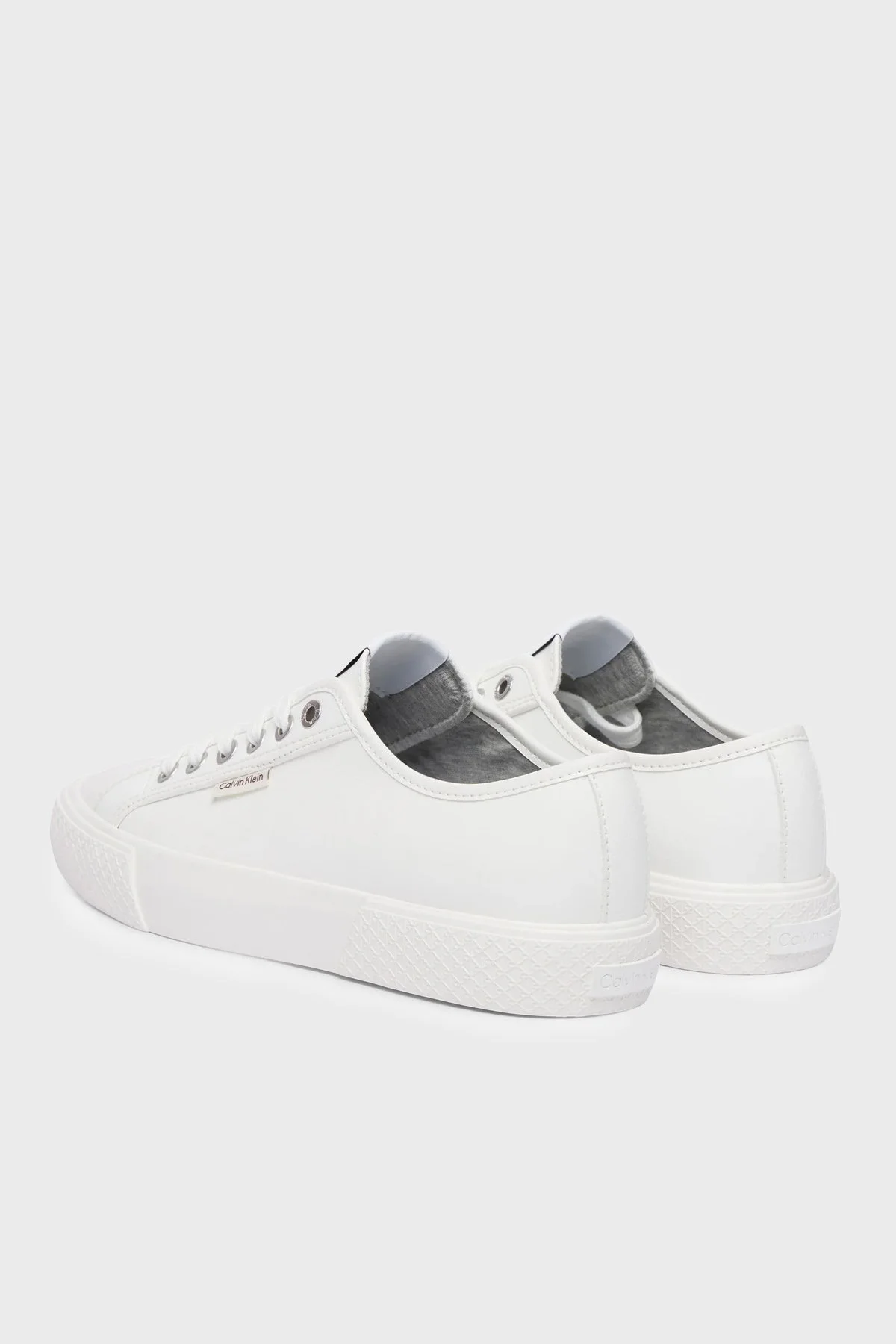Calvin Klein Deri Logolu Sneaker HW0HW030770K4 Kadın Ayakkabı HW0HW03077 0K4 BEYAZ - 4