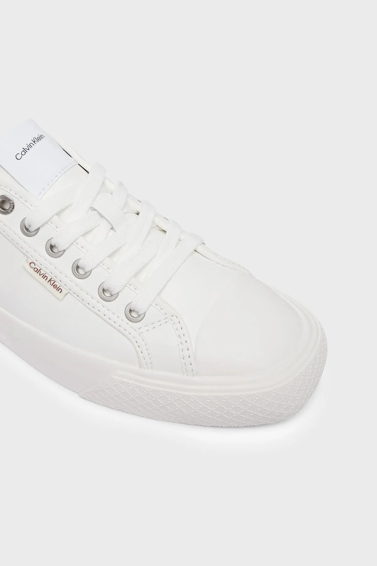Calvin Klein Deri Logolu Sneaker HW0HW030770K4 Kadın Ayakkabı HW0HW03077 0K4 BEYAZ - 6