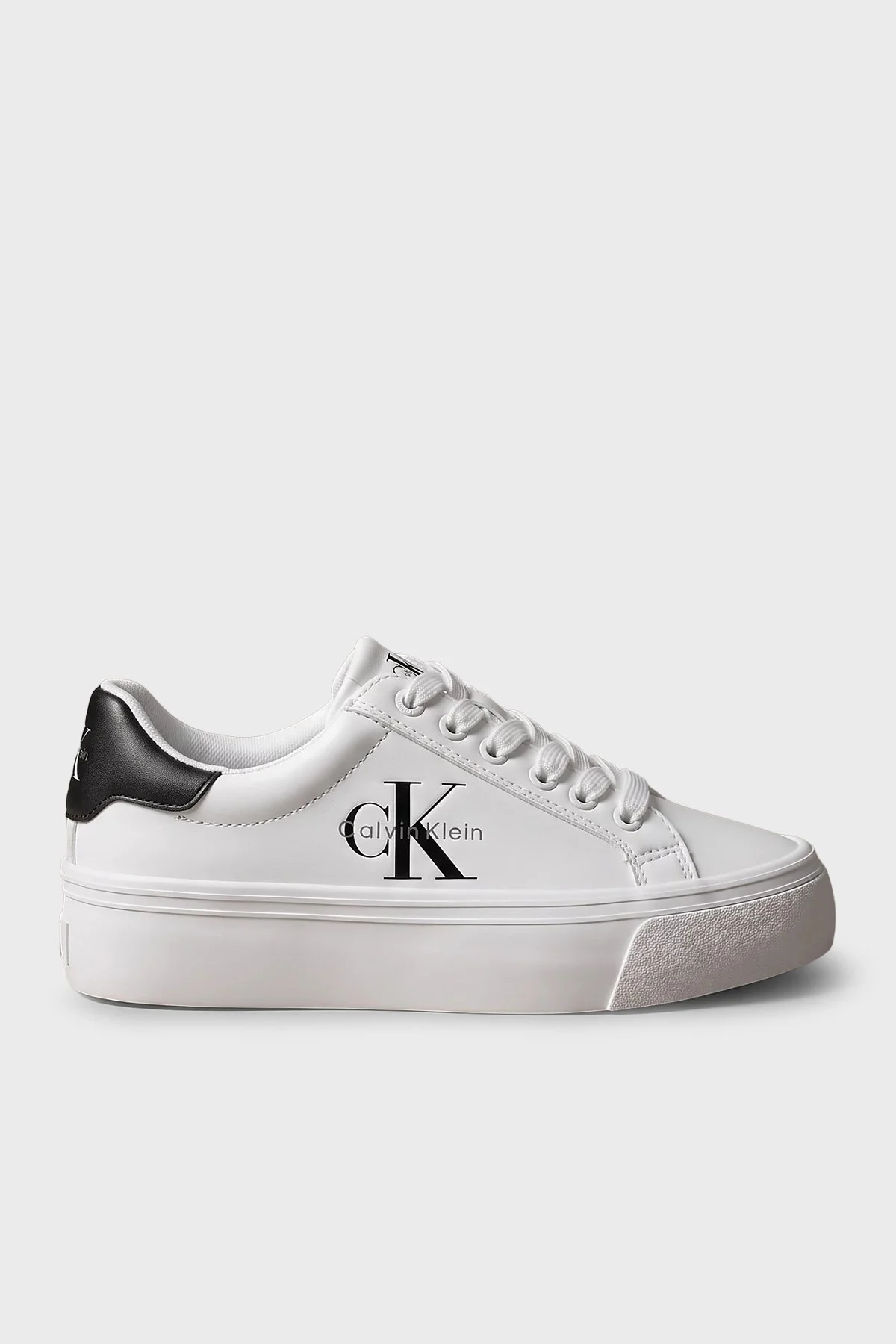 Calvin Klein Deri Logolu Sneaker HW0HW03159YAF Kadın Ayakkabı HW0HW03159 YAF Beyaz - 1