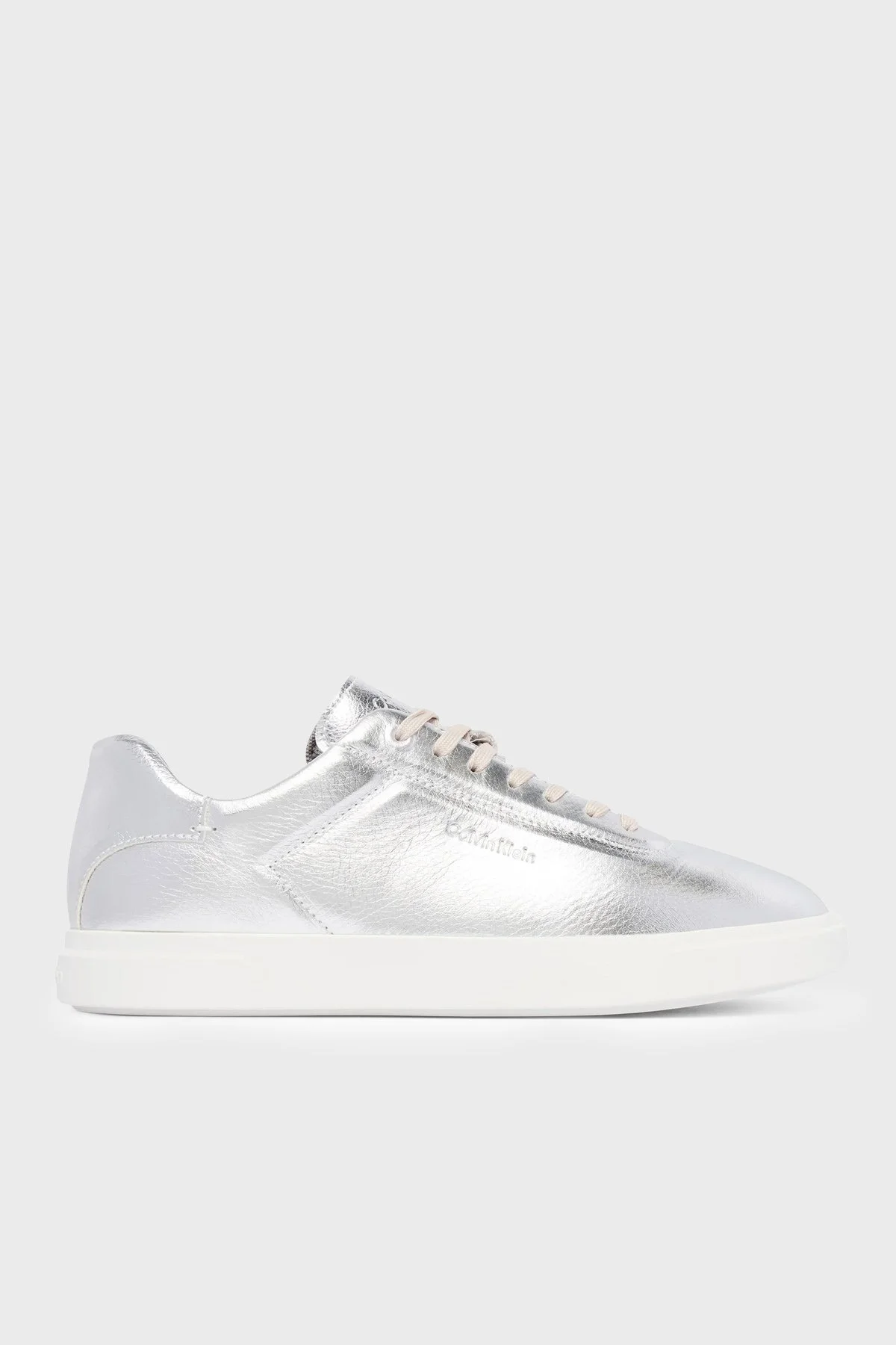 Calvin Klein Deri Logolu Sneaker HW0HW03289PE6 Kadın Ayakkabı HW0HW03289 PE6 GRİ - 1