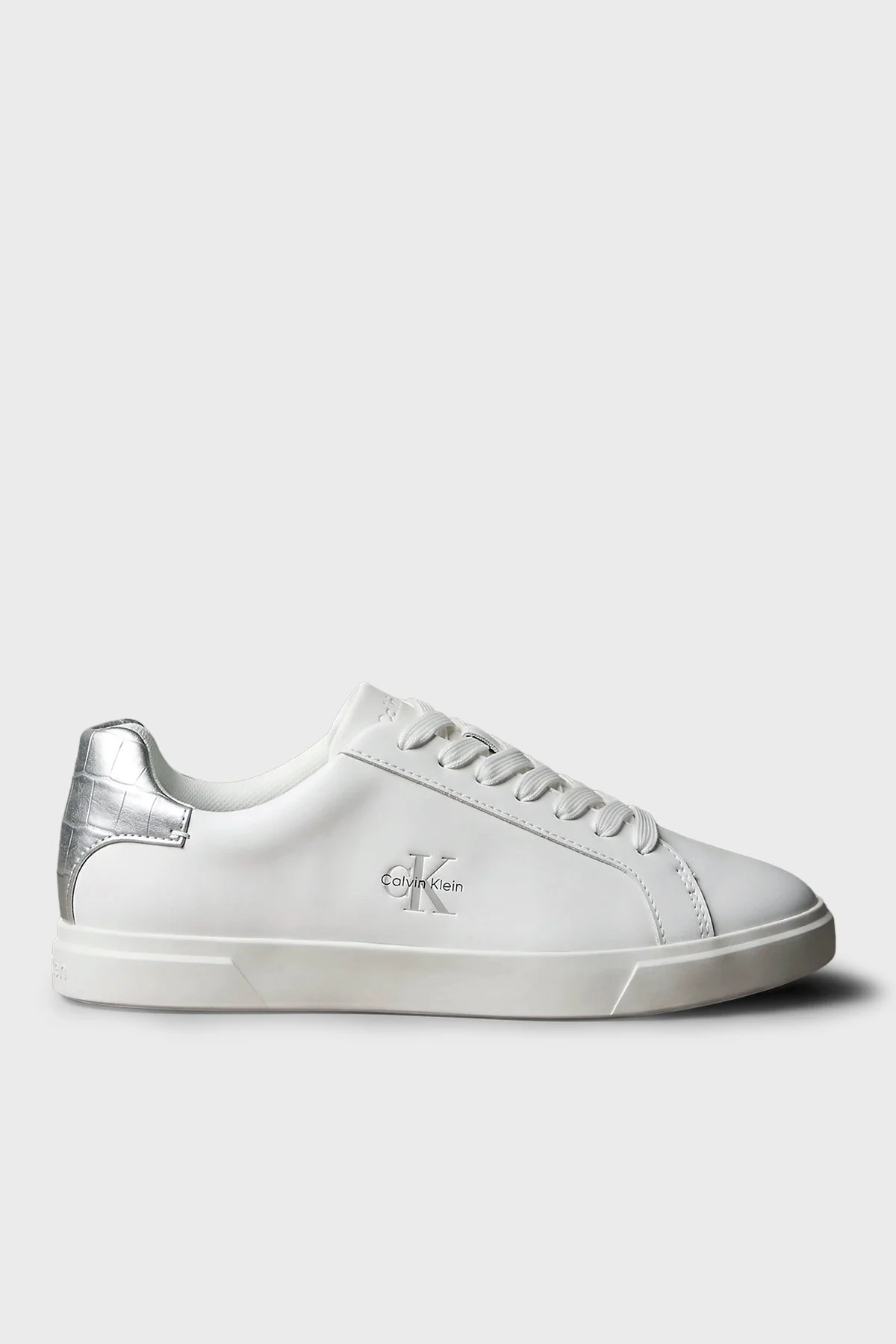 Calvin Klein Deri Logolu Sneaker HW0HW03312061 Kadın Ayakkabı HW0HW03312 061 Beyaz-gümüş - 1