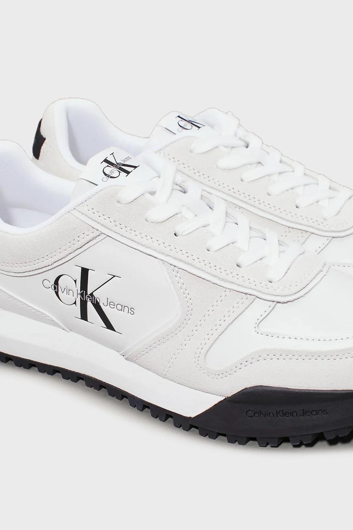 Calvin Klein Deri Logolu Sneaker YM0YM0062401W Erkek Ayakkabı YM0YM00624 01W BEYAZ-SİYAH - 6