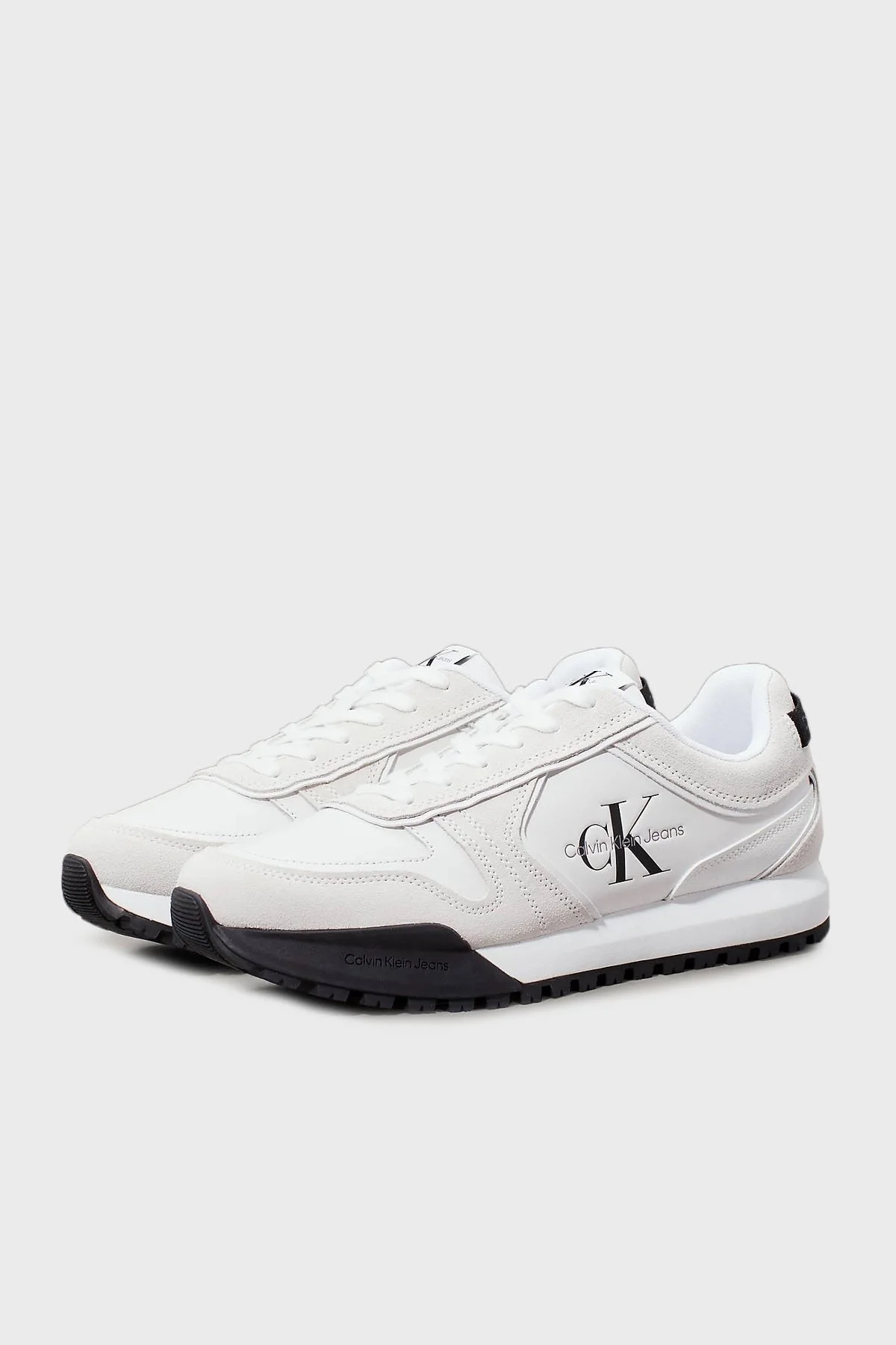 Calvin Klein Deri Logolu Sneaker YM0YM0062401W Erkek Ayakkabı YM0YM00624 01W BEYAZ-SİYAH - 10