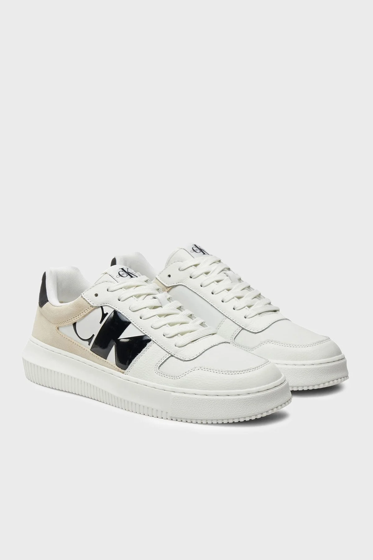 Calvin Klein Deri Logolu Sneaker YM0YM0099601W Erkek Ayakkabı YM0YM00996 01W BEYAZ-SİYAH - 2