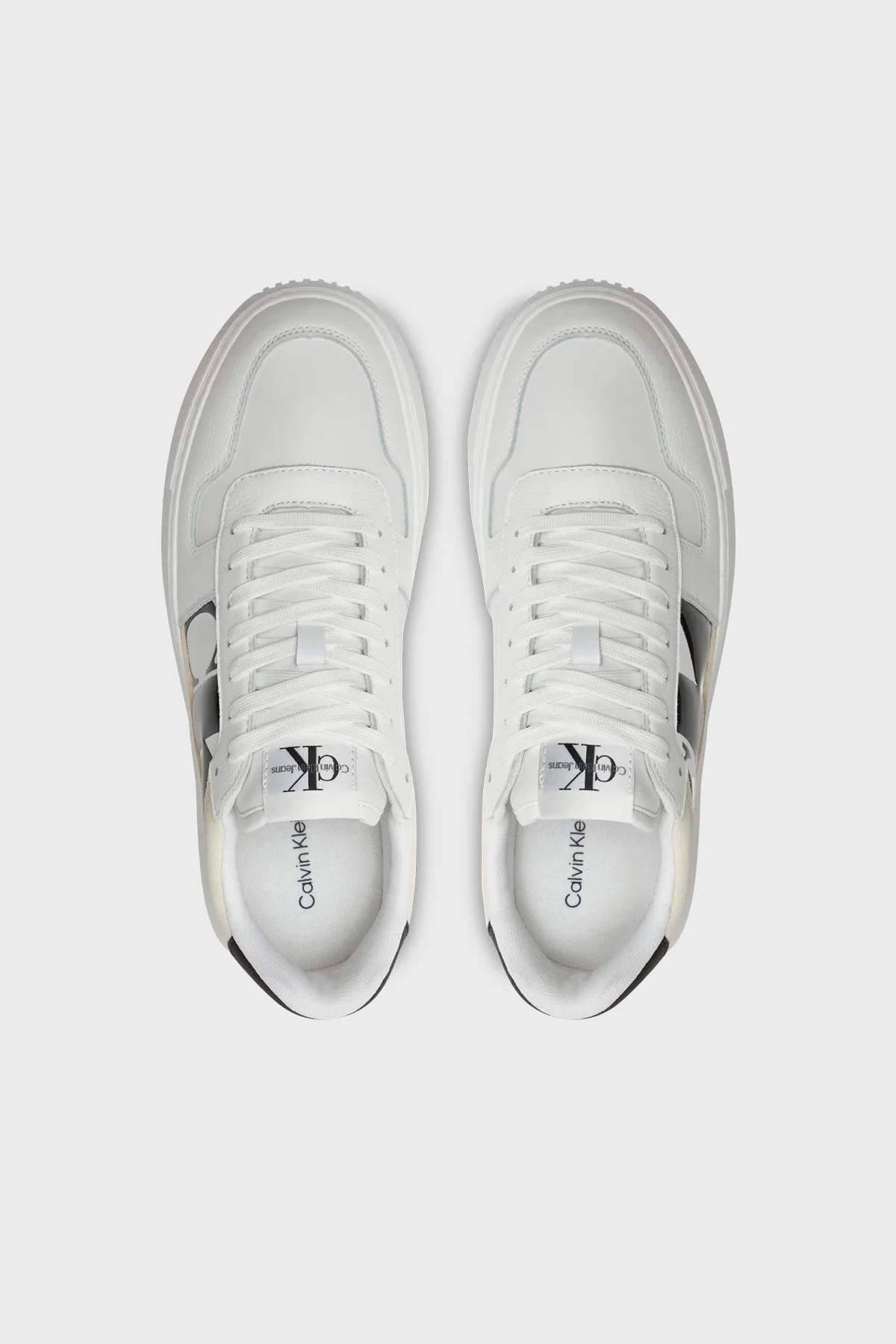 Calvin Klein Deri Logolu Sneaker YM0YM0099601W Erkek Ayakkabı YM0YM00996 01W BEYAZ-SİYAH - 3