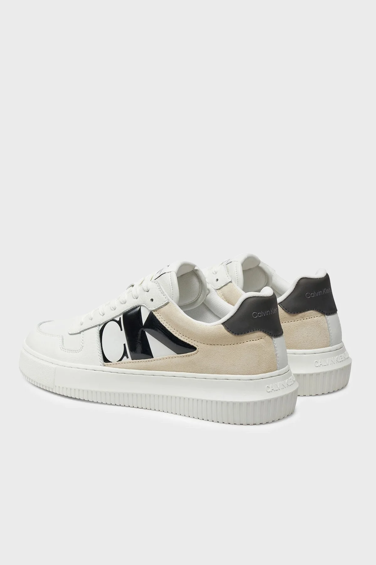 Calvin Klein Deri Logolu Sneaker YM0YM0099601W Erkek Ayakkabı YM0YM00996 01W BEYAZ-SİYAH - 4